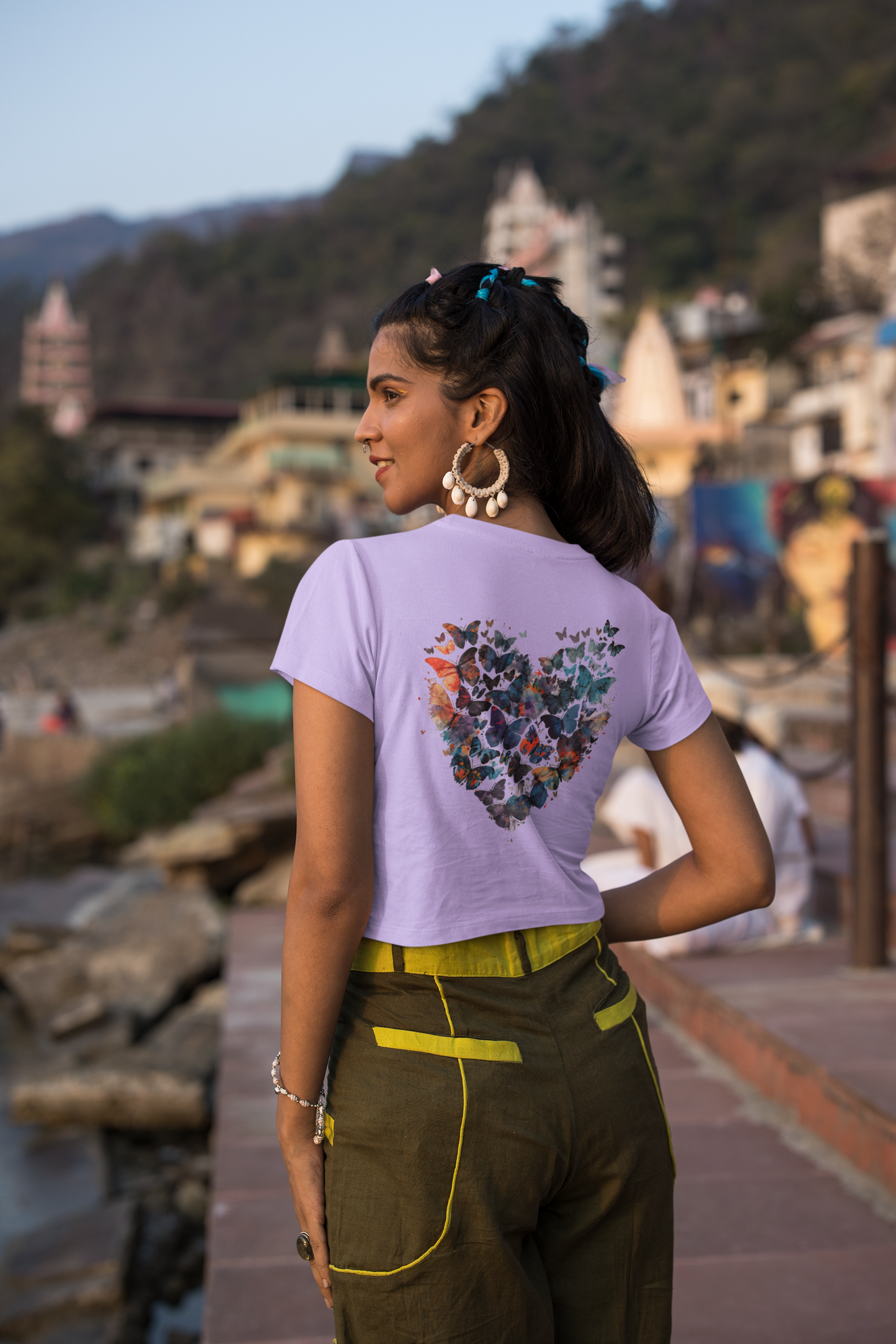 Trendy Butterfly Heart Crop Top