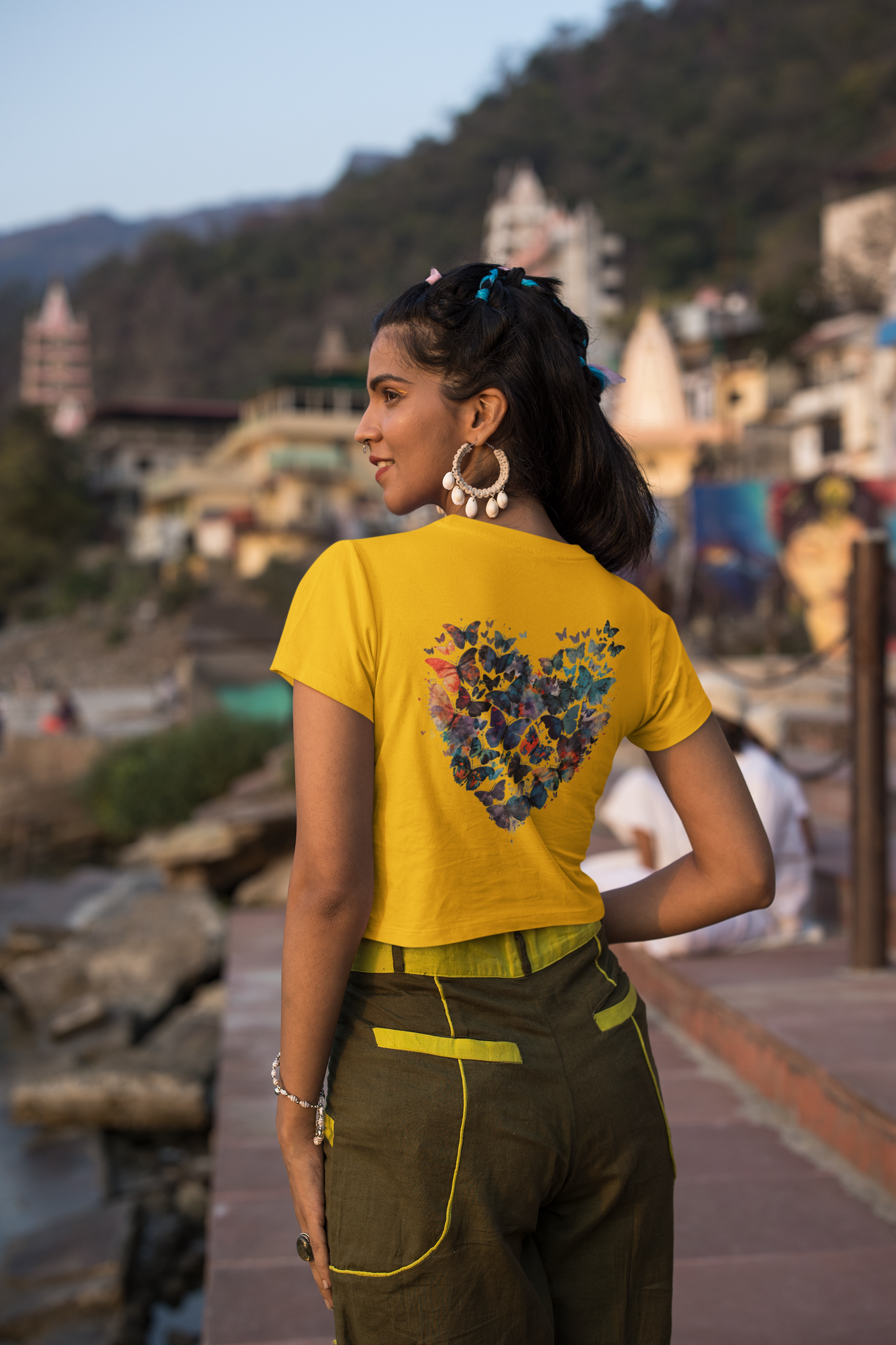 Trendy Butterfly Heart Crop Top