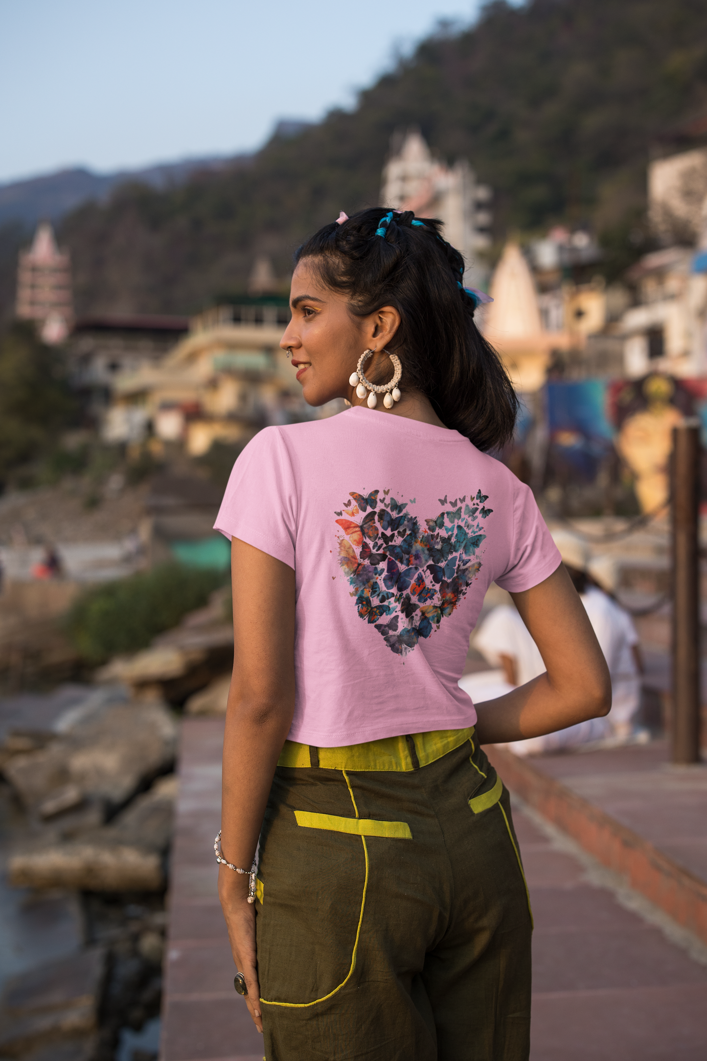 Trendy Butterfly Heart Crop Top