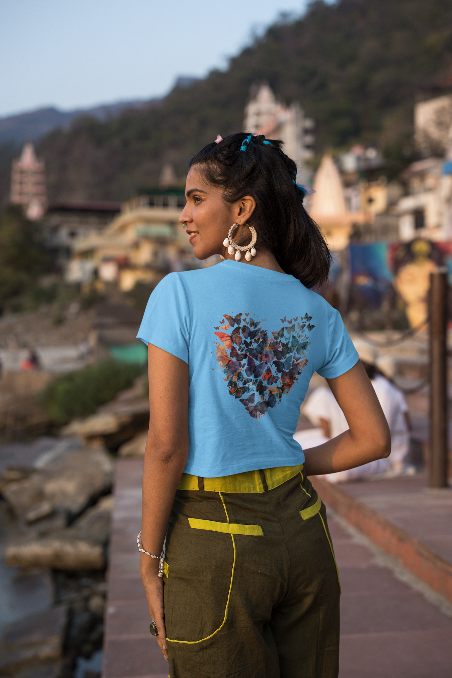 Trendy Butterfly Heart Crop Top