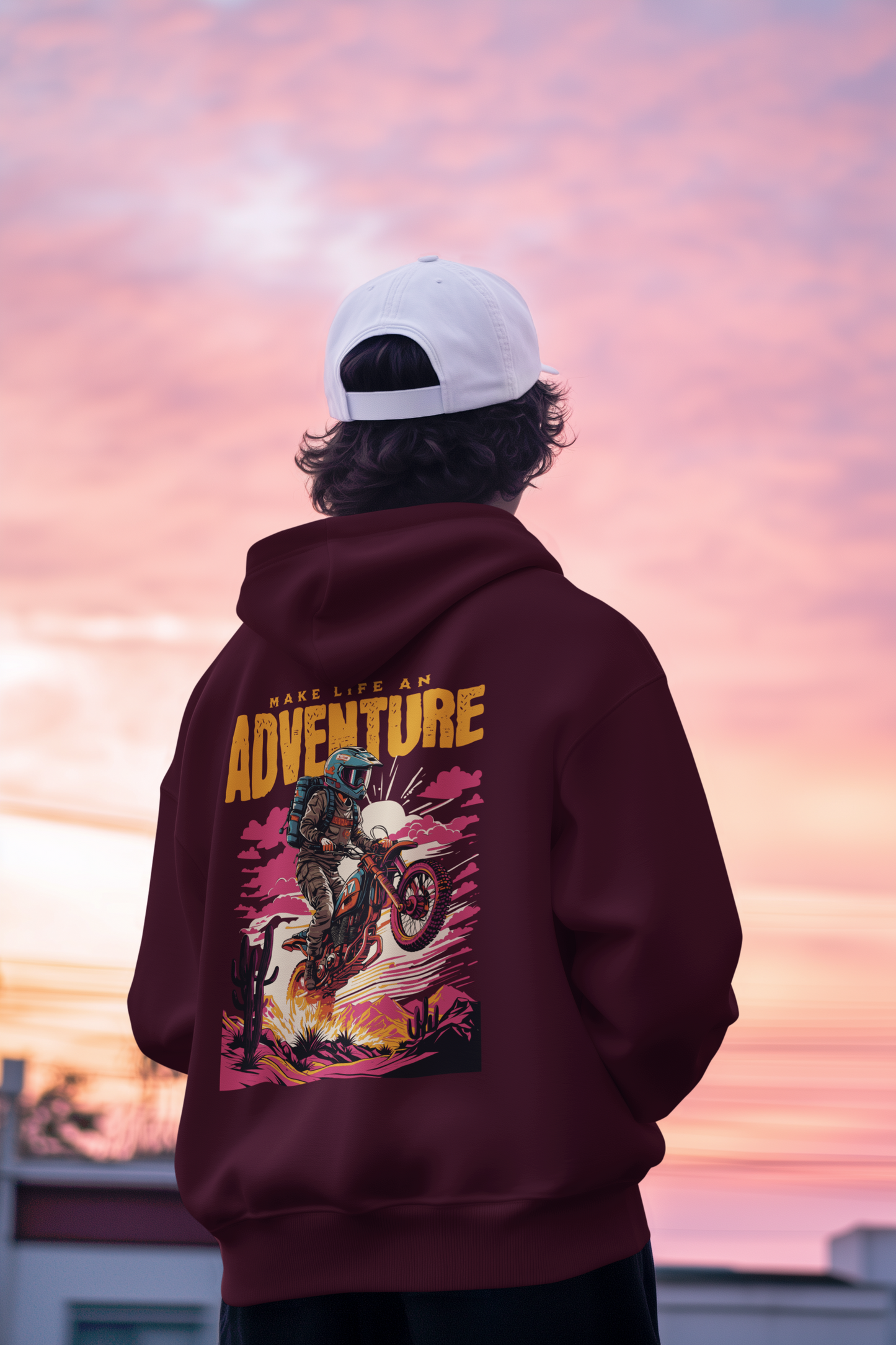 Make Life an Adventure Unisex Hoodie | Travel and Biker Graphic Hoodie | Adventure Wear