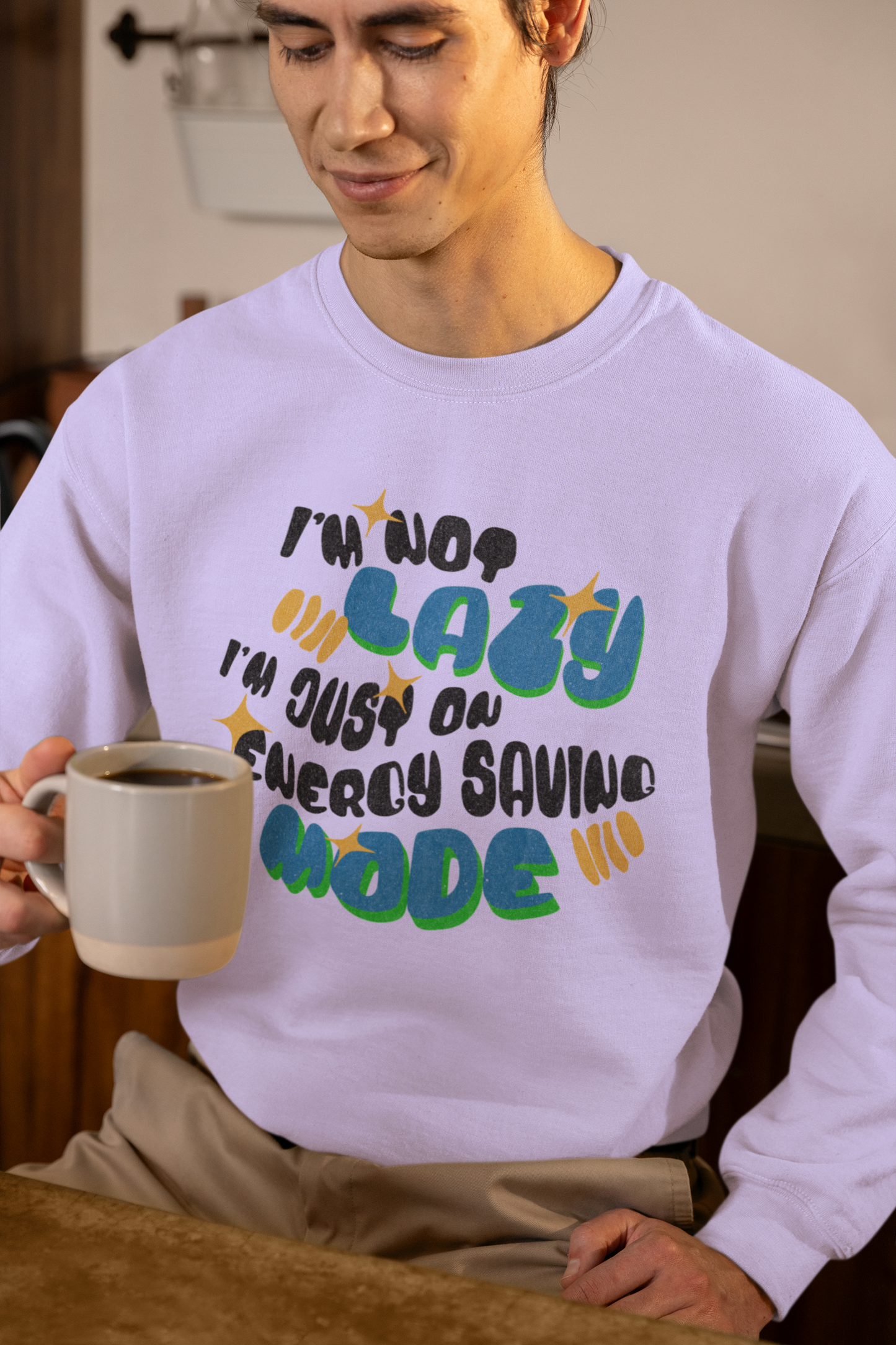 Cozy Unisex Sweatshirt – "I'm Not Lazy, Just on Energy Saving Mode" Funny Pullover