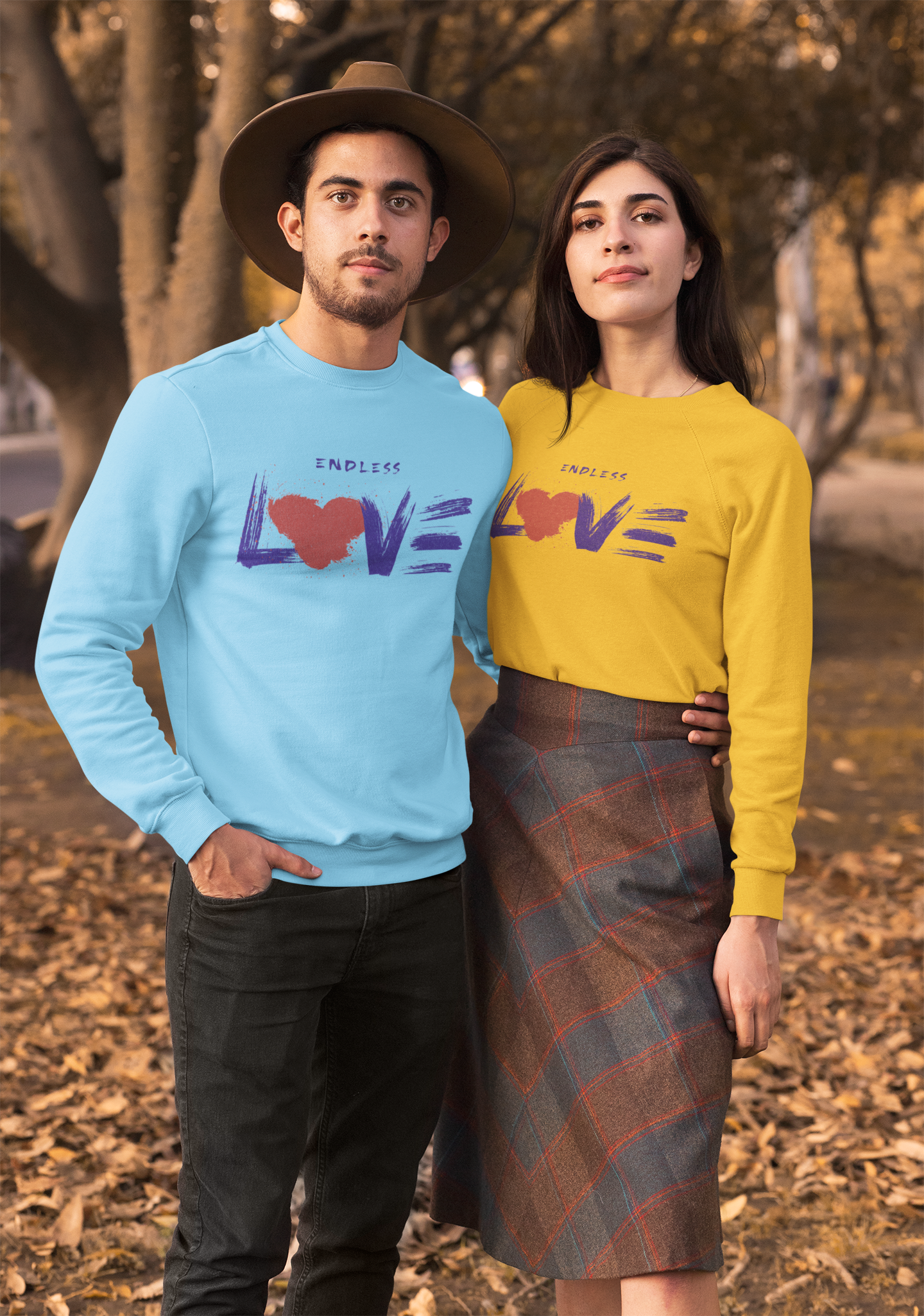 Baby Blue and Mustard Yellow Sweatshirts