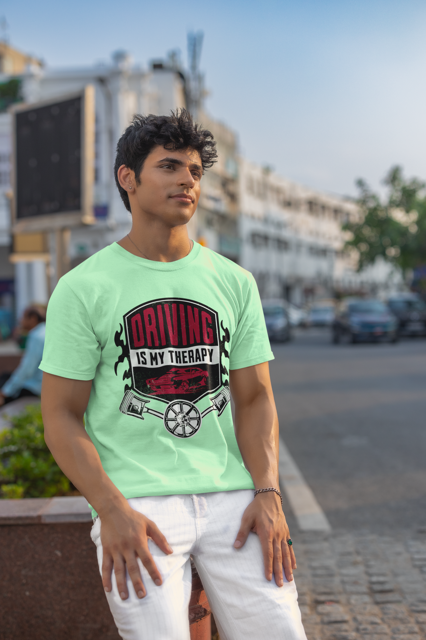Driving Is My Therapy Car T-Shirt – Vintage Vibes for Car Lovers