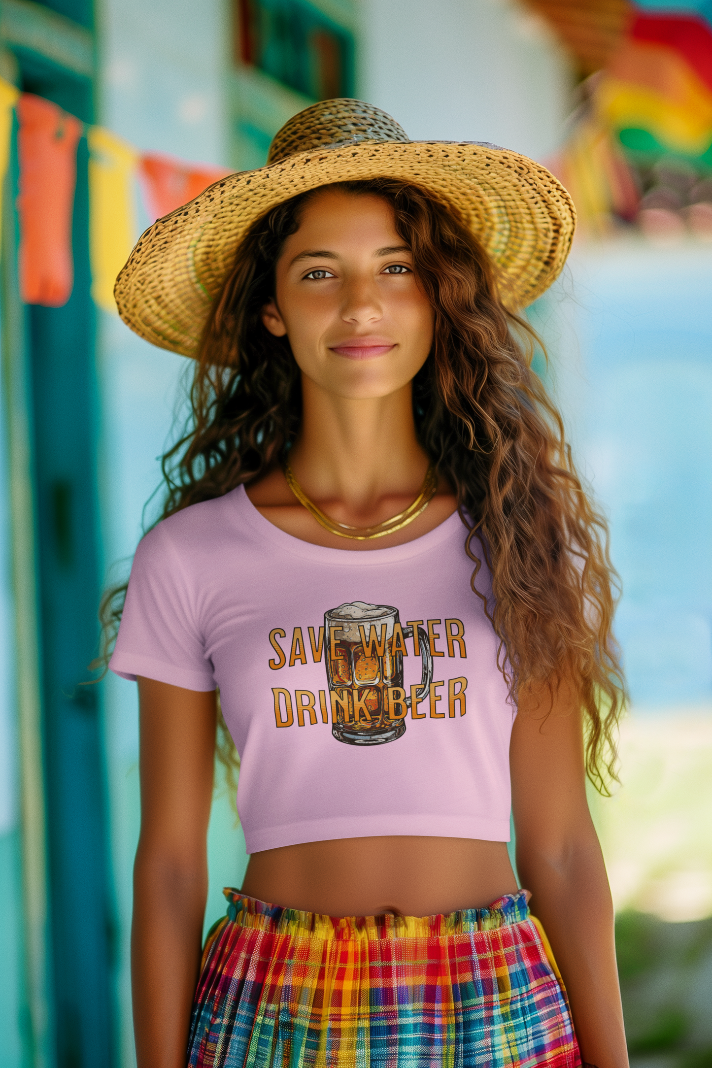 Save Water Drink Beer Crop Top