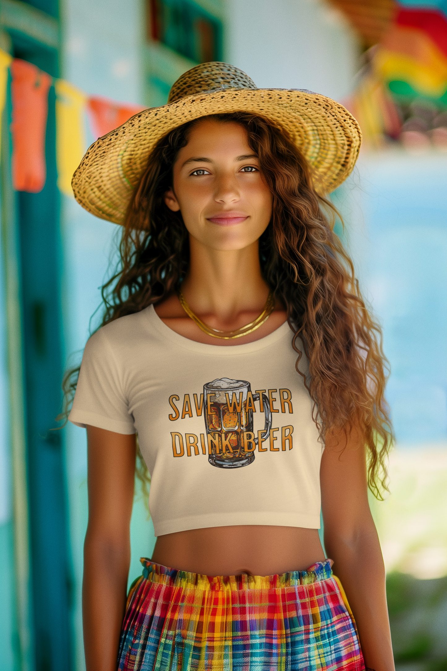 Save Water Drink Beer Crop Top
