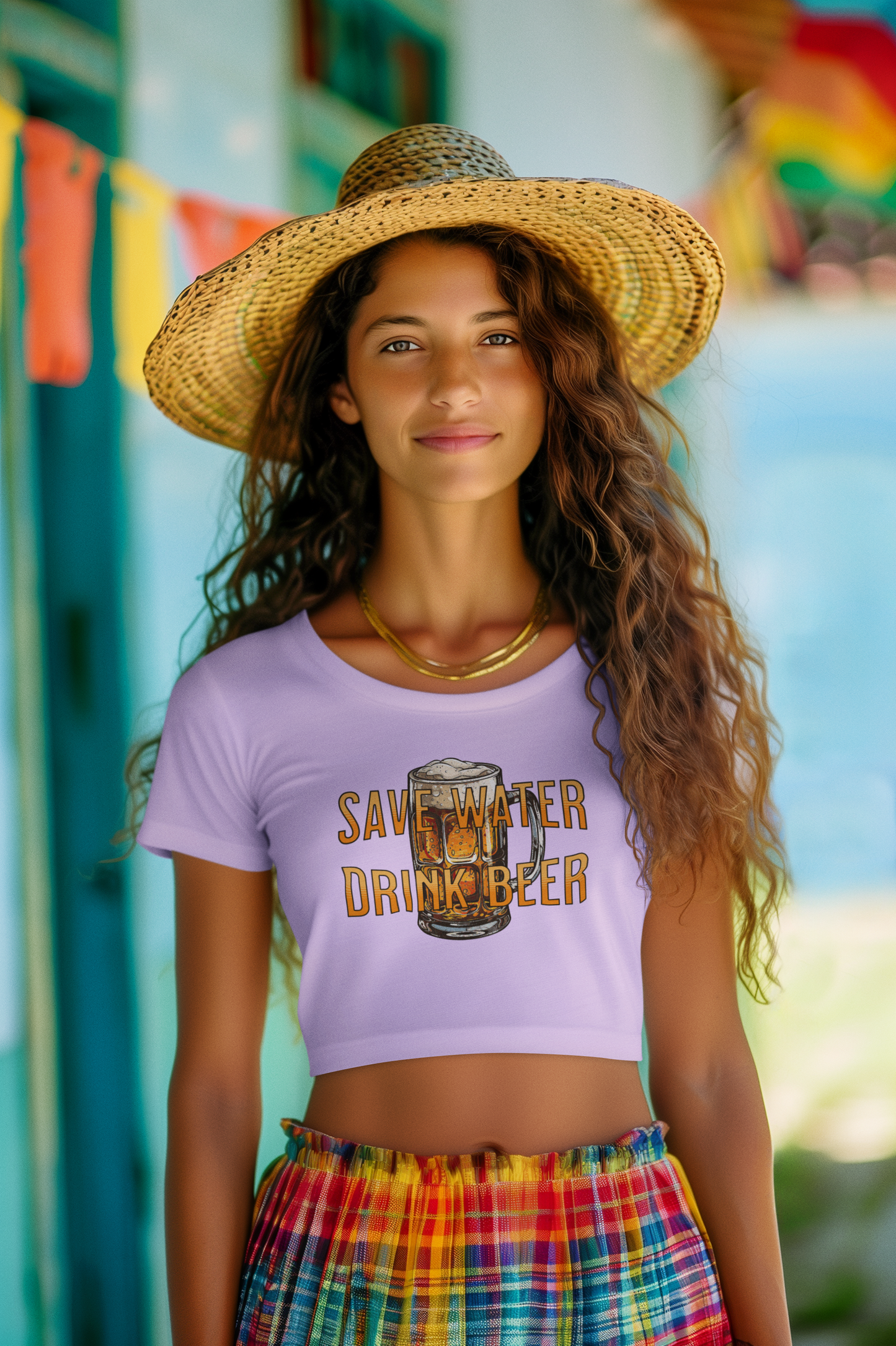 Save Water Drink Beer Crop Top