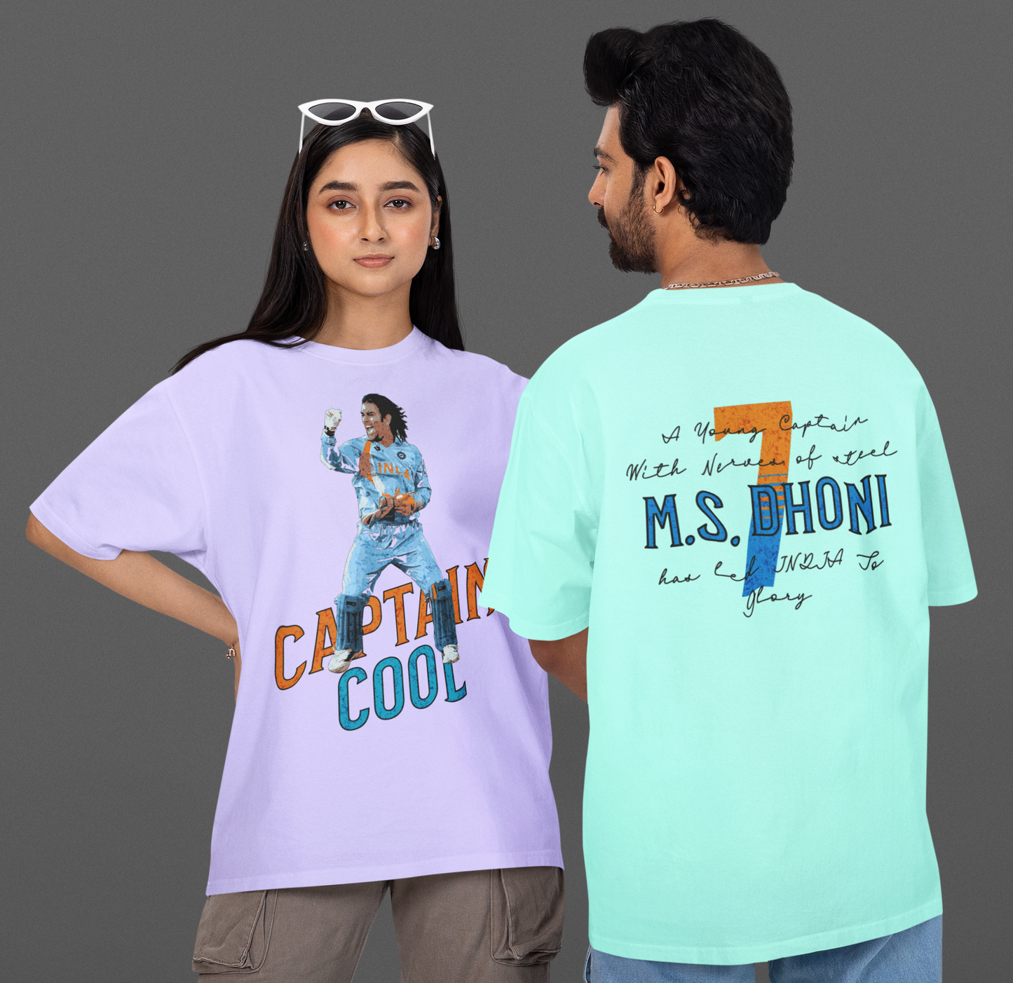 Captain Cool MS Dhoni Graphic Oversized Unisex T-Shirt