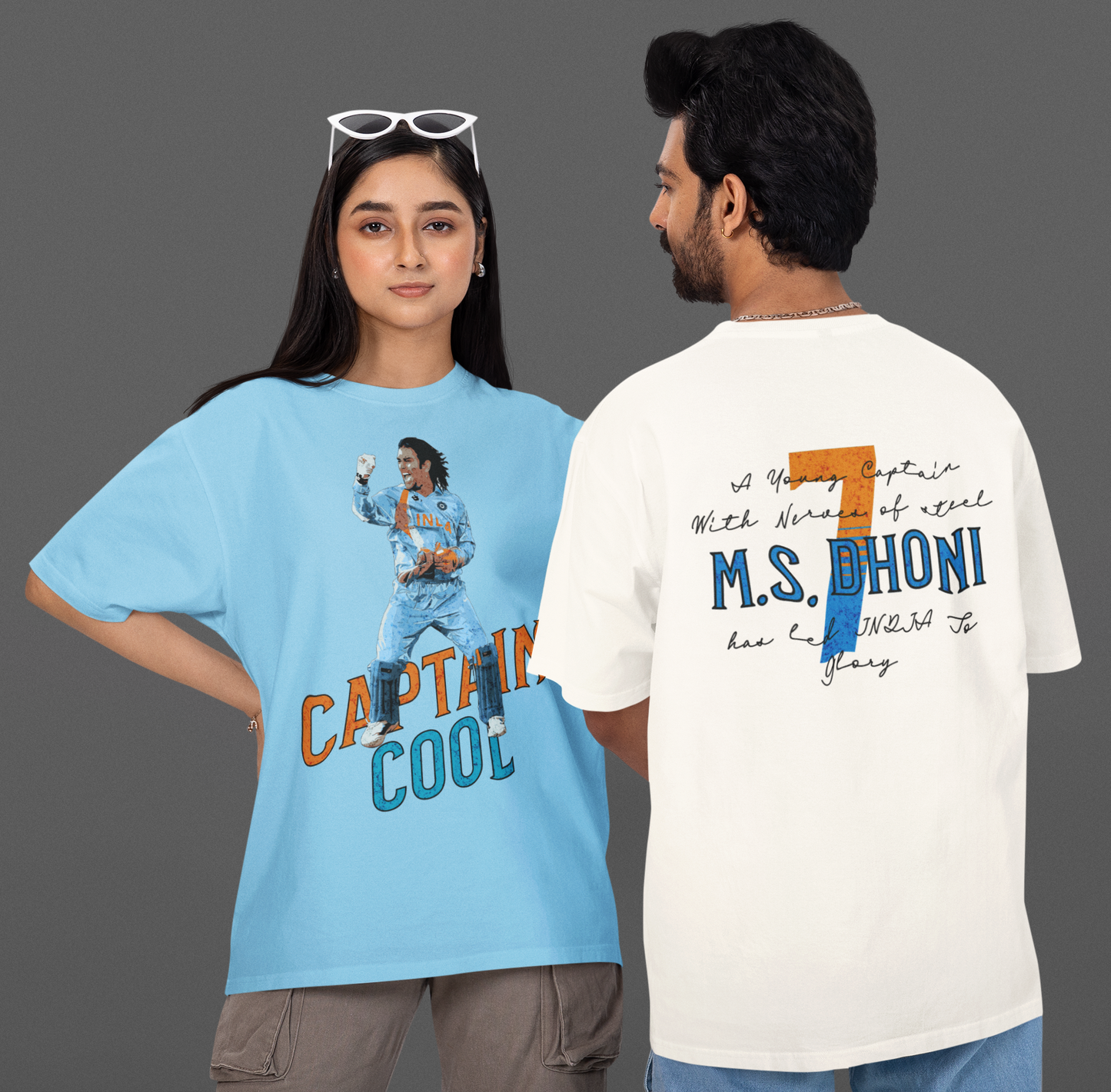 Captain Cool MS Dhoni Graphic Oversized Unisex T-Shirt