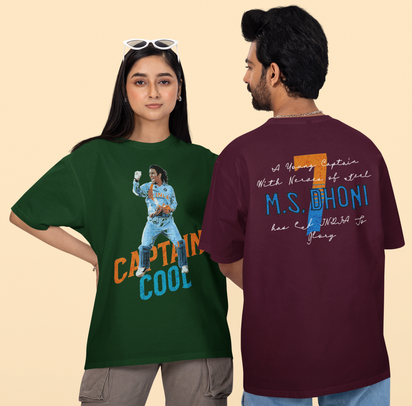 Captain Cool MS Dhoni Graphic Oversized Unisex T-Shirt