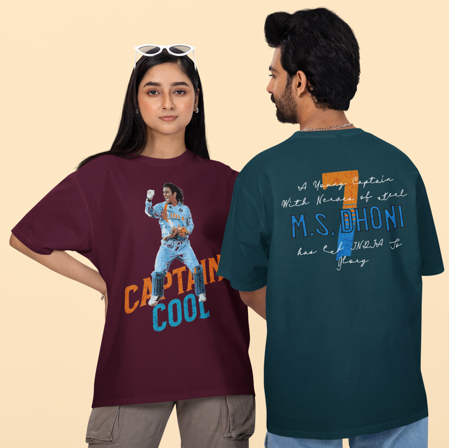 Captain Cool MS Dhoni Graphic Oversized Unisex T-Shirt