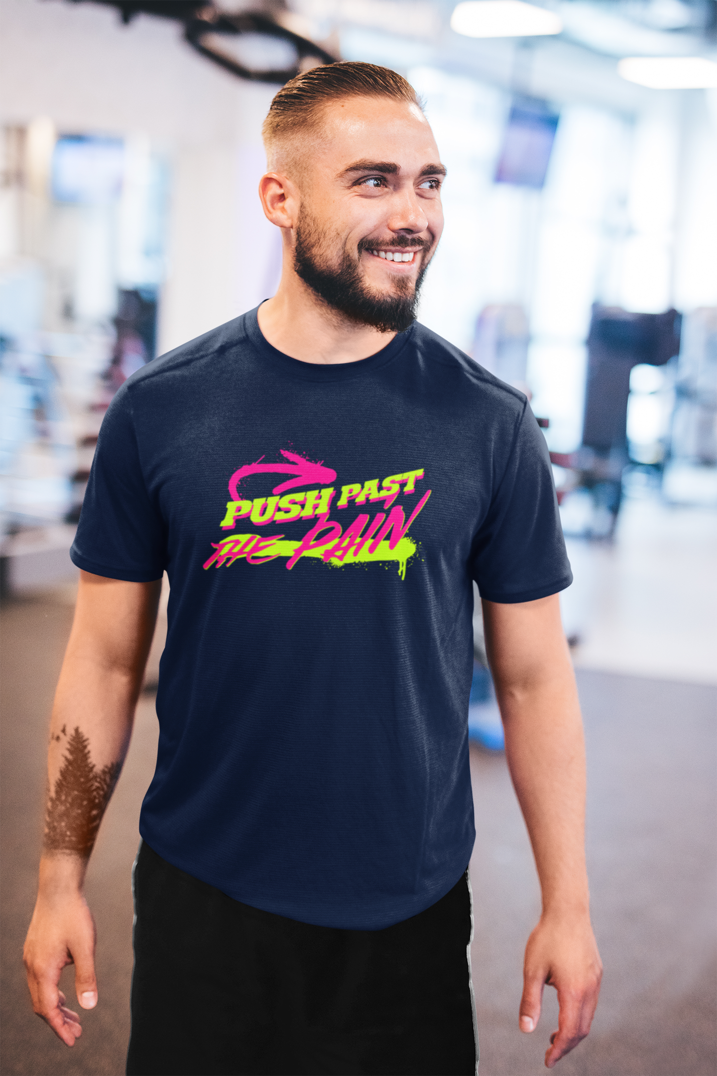 Push Past The Pain Men's T-Shirt | Gym and Workout Motivation Tee | Casual Wear