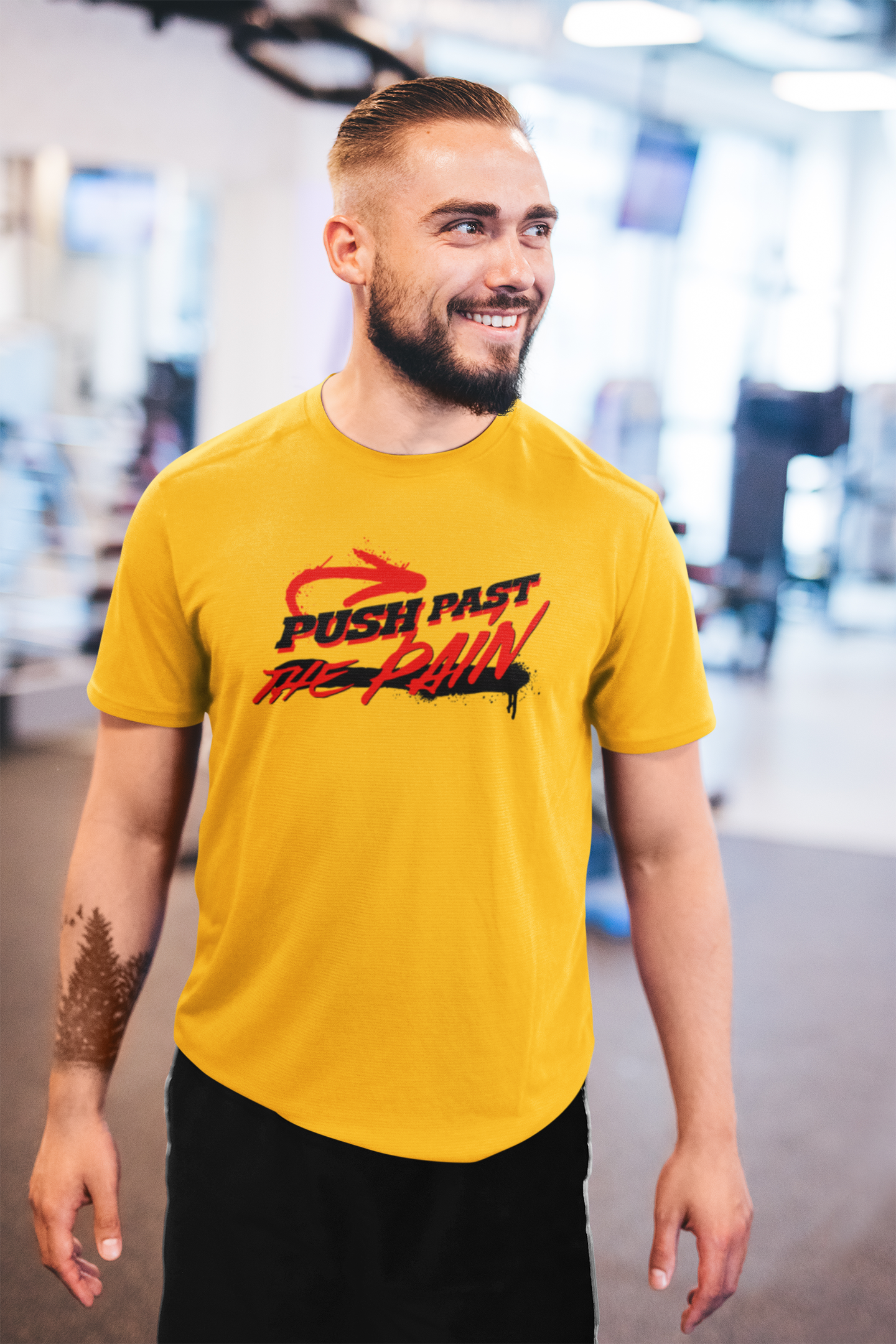Push Past The Pain Men's T-Shirt | Gym and Workout Motivation Tee | Casual Wear