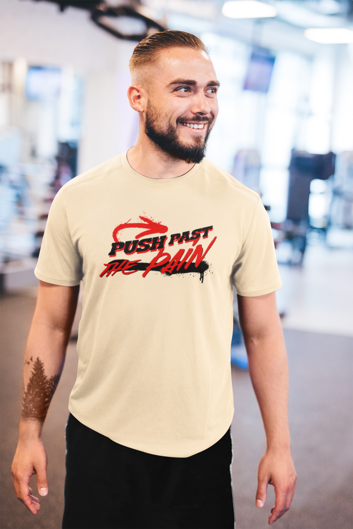 Push Past The Pain Men's T-Shirt | Gym and Workout Motivation Tee | Casual Wear