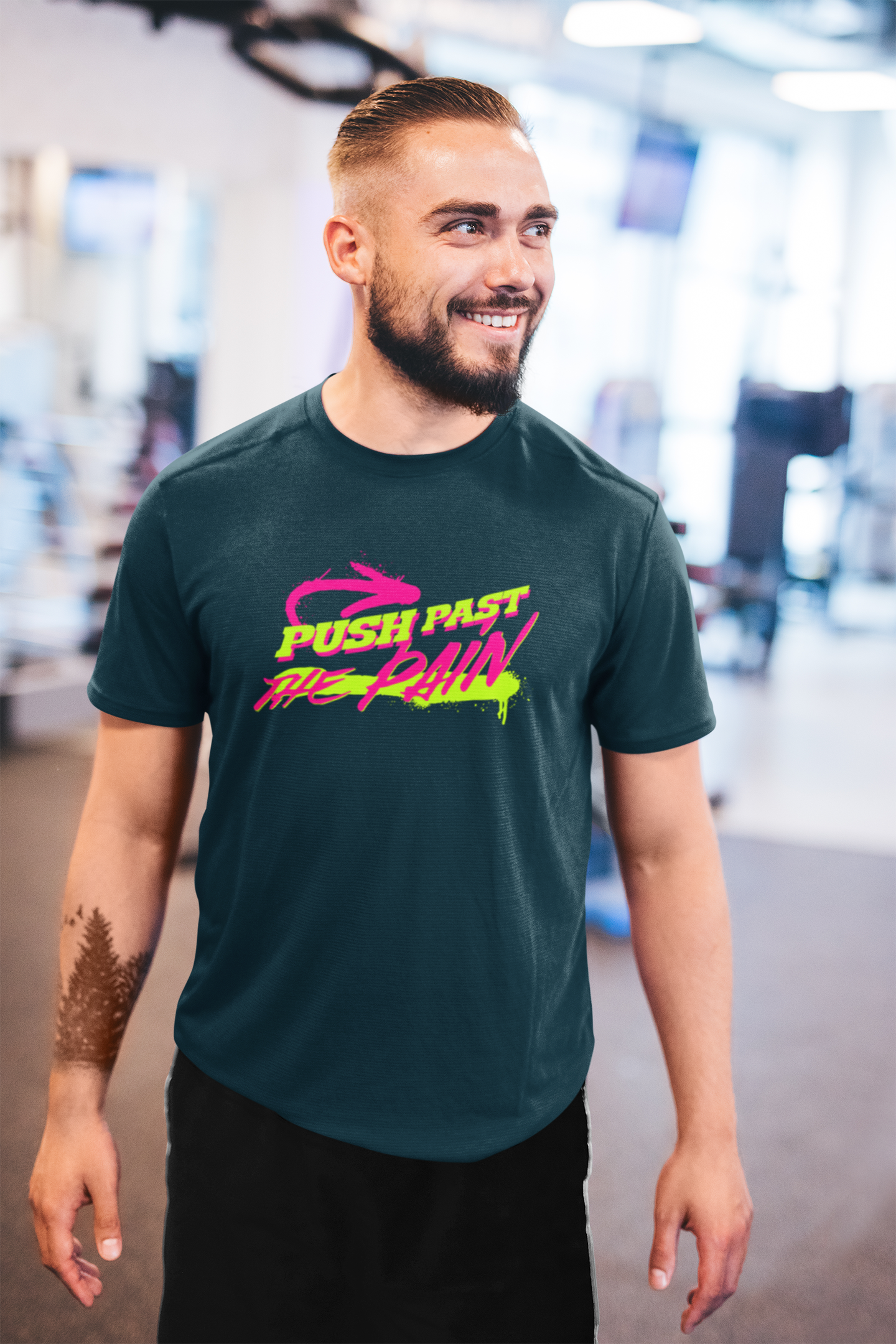 Push Past The Pain Men's T-Shirt | Gym and Workout Motivation Tee | Casual Wear