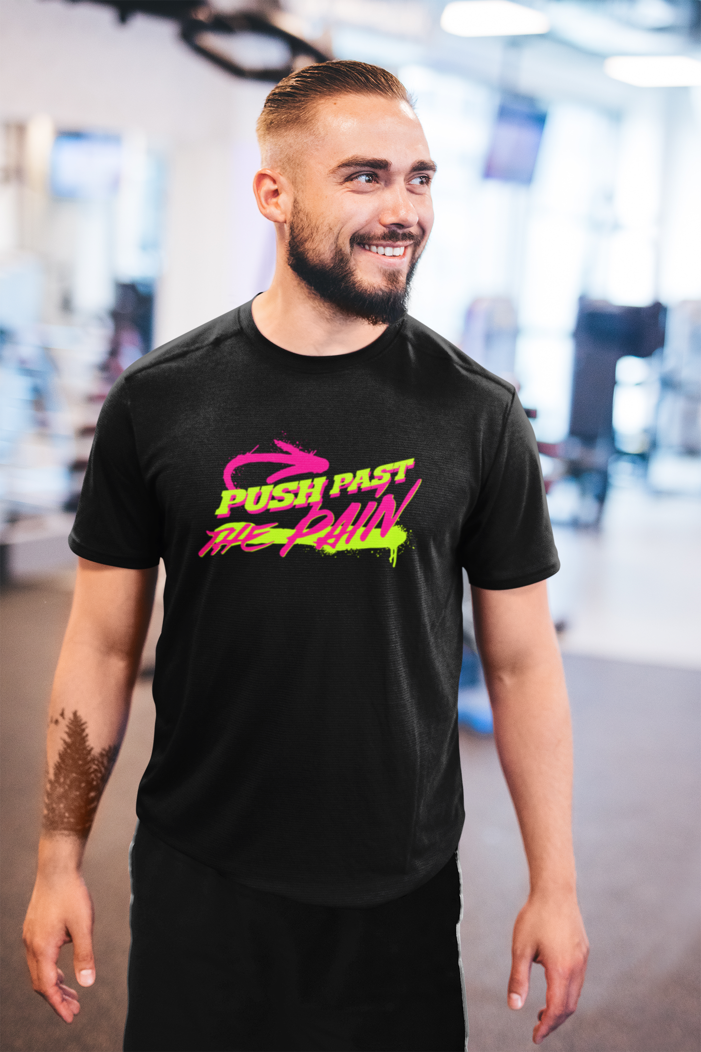 Push Past The Pain Men's T-Shirt | Gym and Workout Motivation Tee | Casual Wear