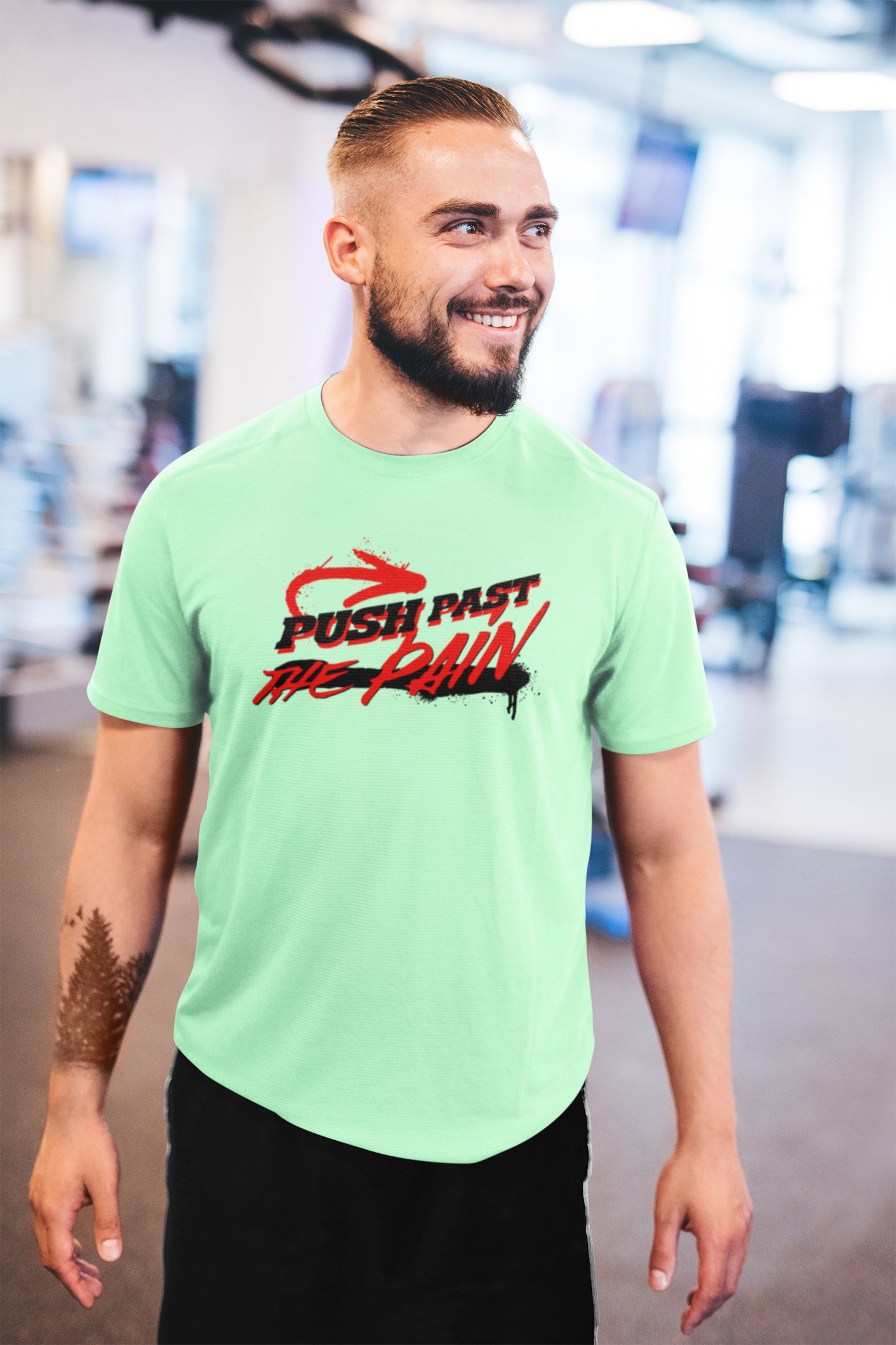 Push Past The Pain Men's T-Shirt | Gym and Workout Motivation Tee | Casual Wear