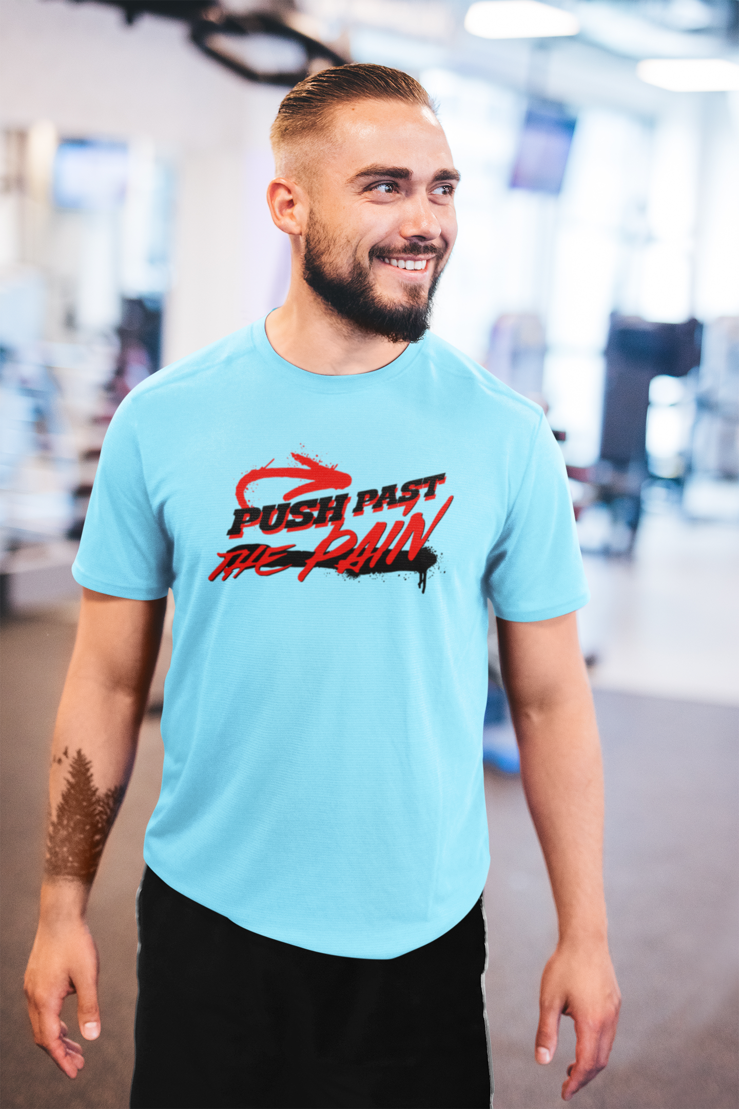 Push Past The Pain Men's T-Shirt | Gym and Workout Motivation Tee | Casual Wear