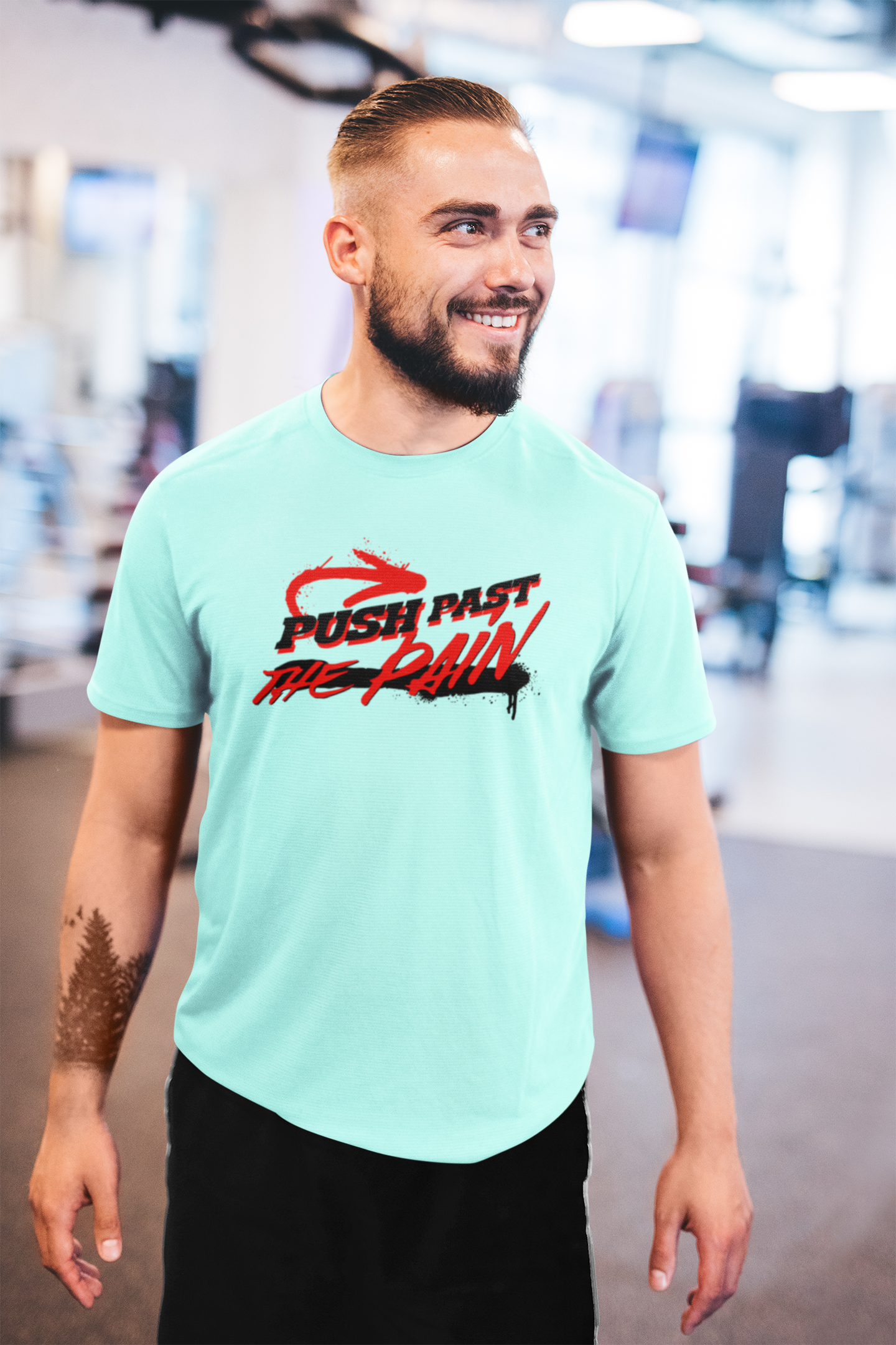 Push Past The Pain Men's T-Shirt | Gym and Workout Motivation Tee | Casual Wear