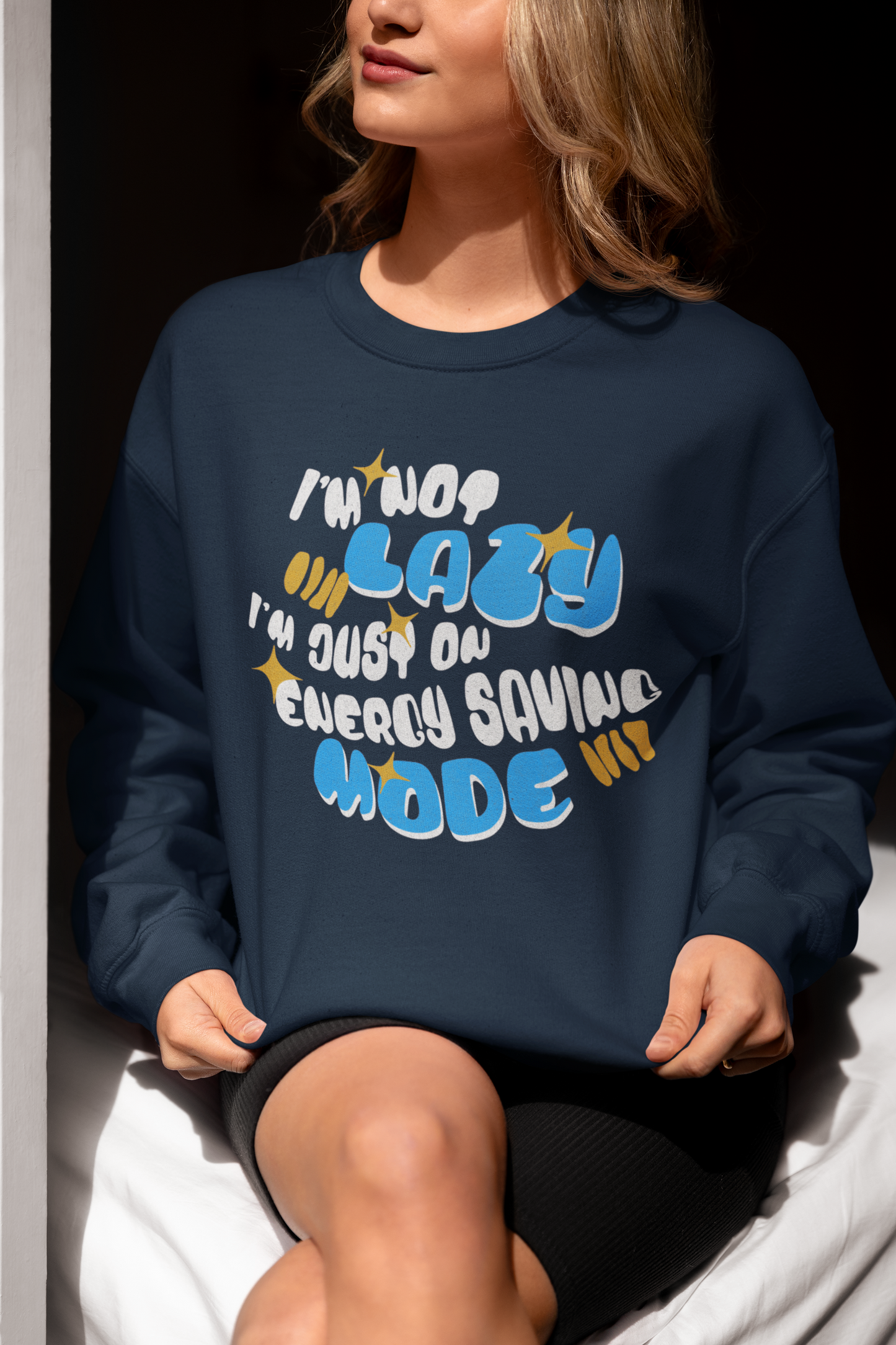 Cozy Unisex Sweatshirt – "I'm Not Lazy, Just on Energy Saving Mode" Funny Pullover
