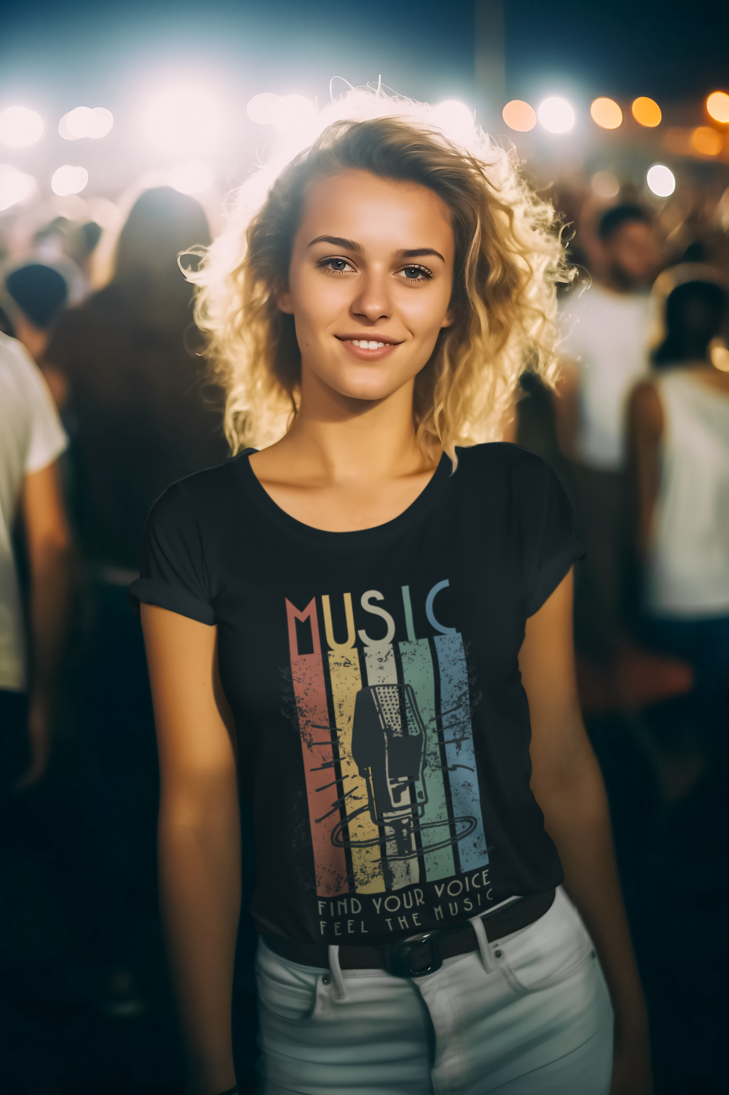 Retro Music Lover Tee for Women