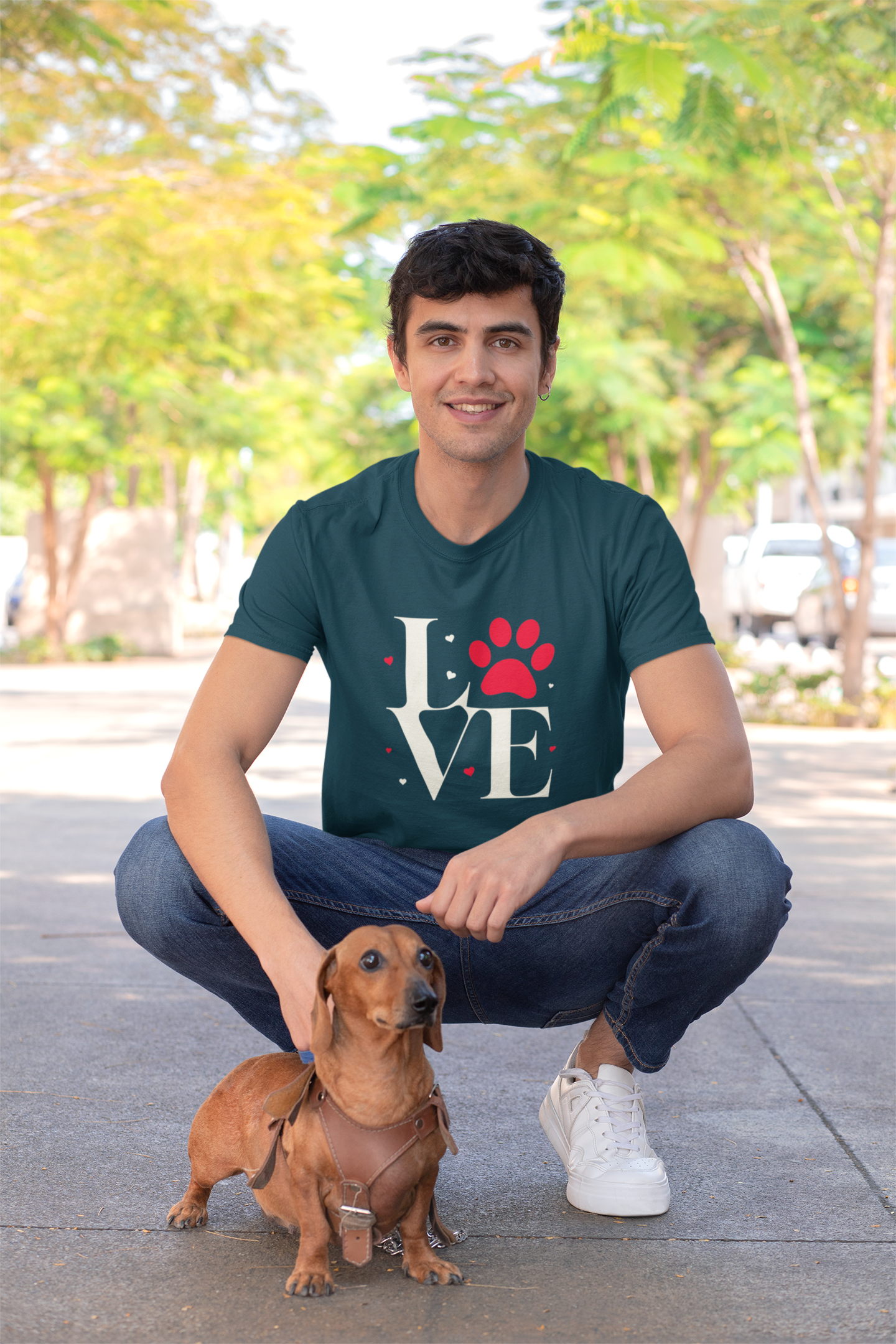 Dog Dad Love Paw Print Men's T-Shirt