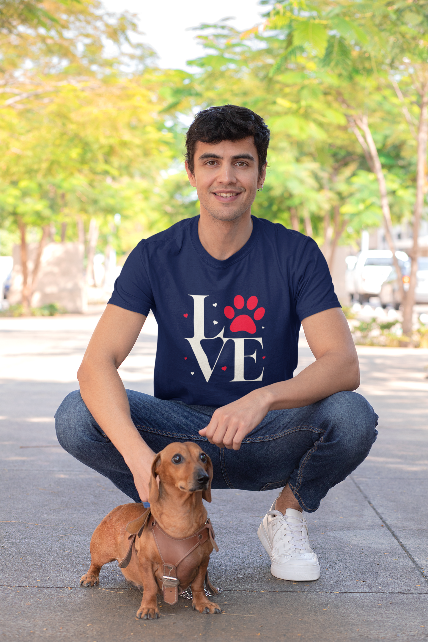 Dog Dad Love Paw Print Men's T-Shirt