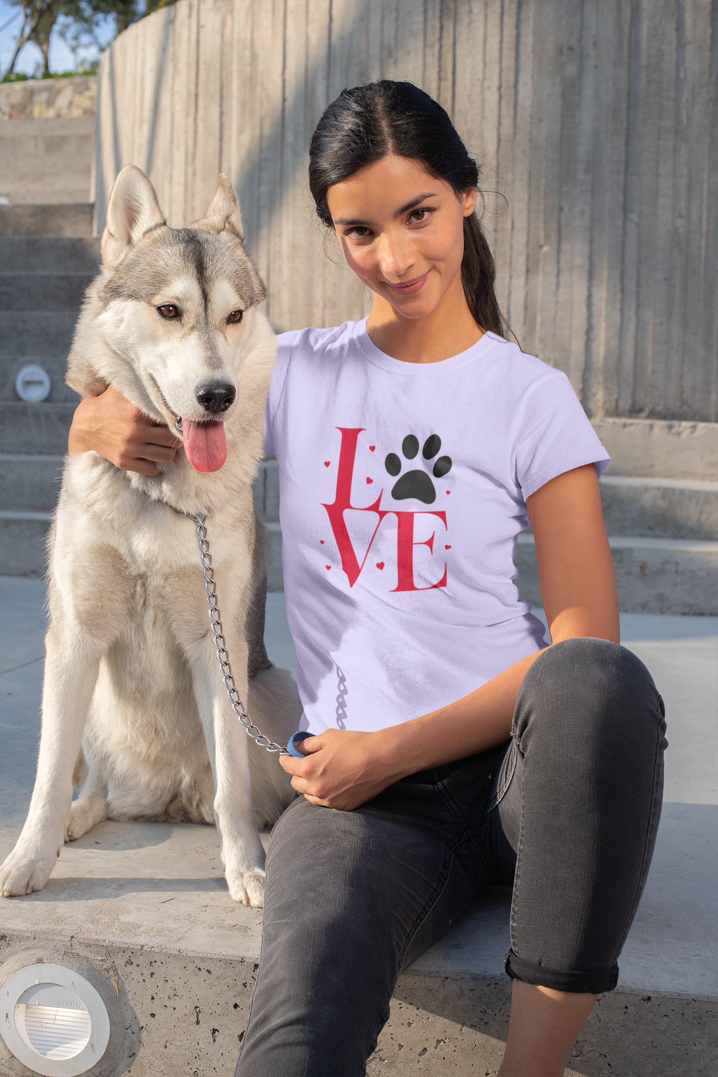 Dog Mom Love Paw Print Women's T-Shirt