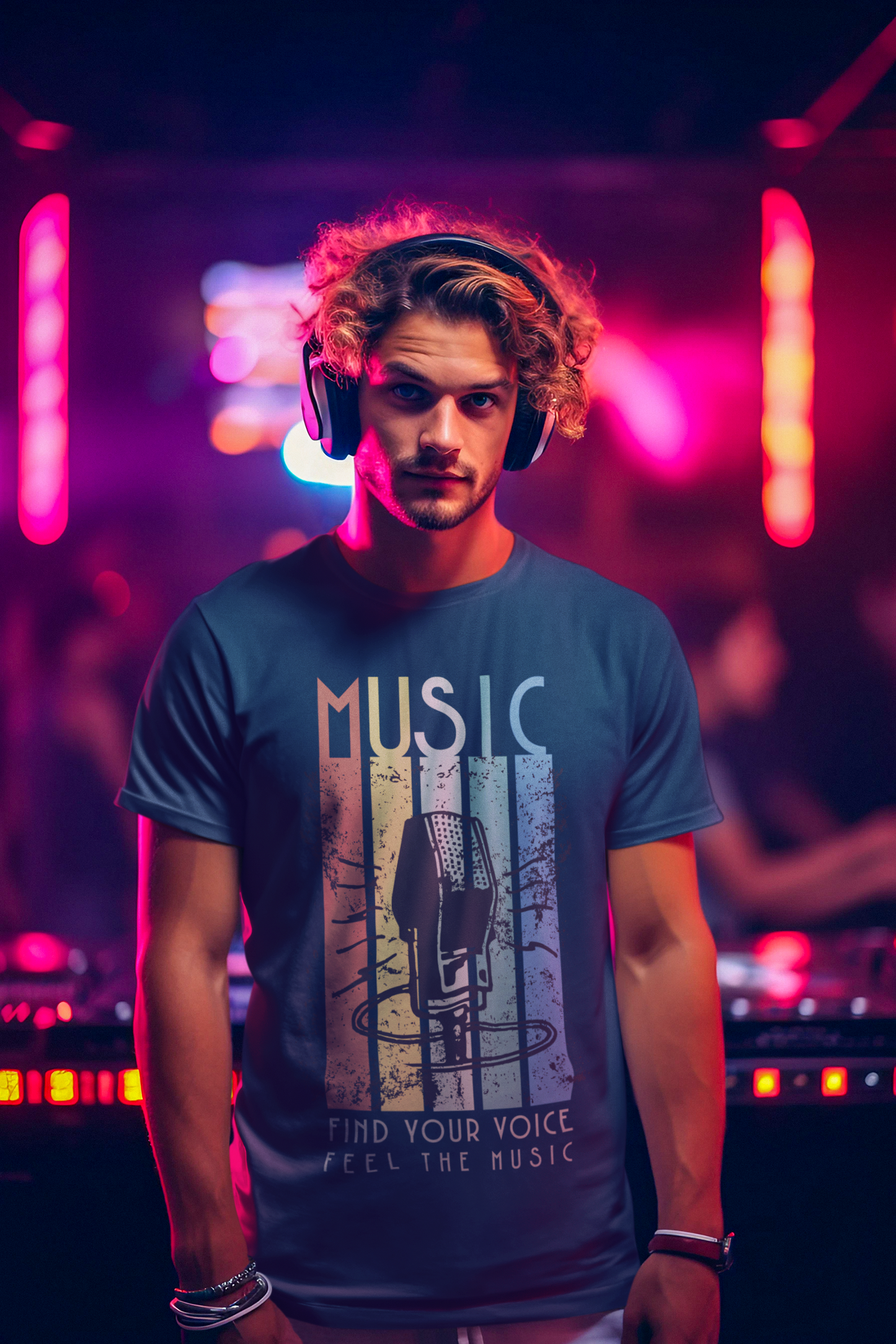 Retro Music Microphone T-Shirt for Men