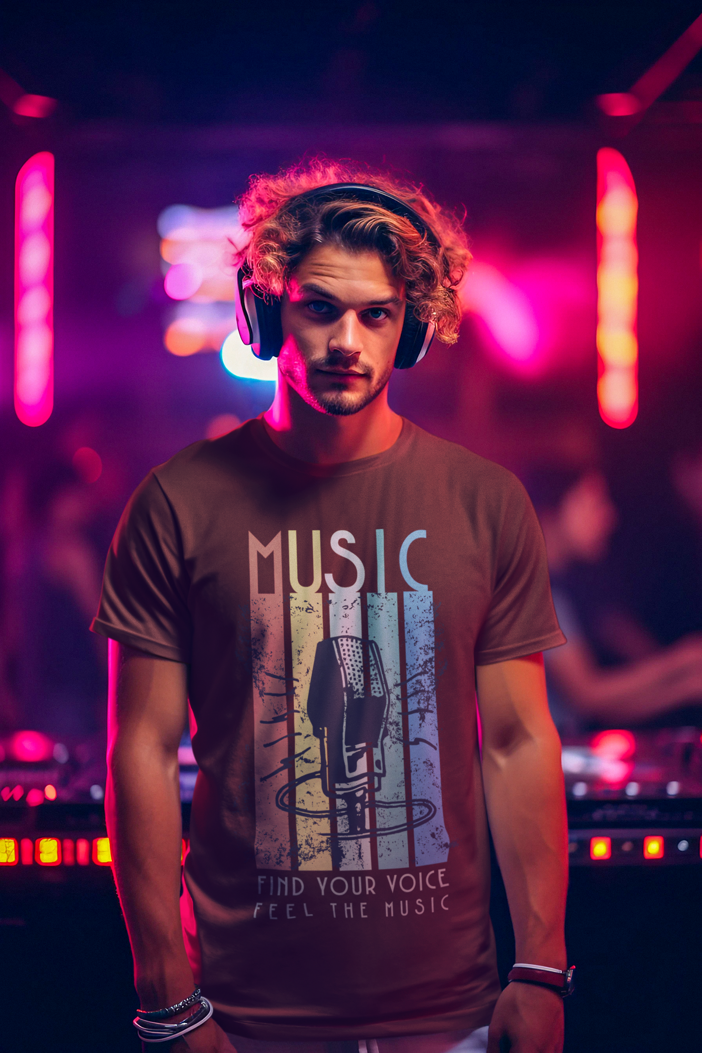 Retro Music Microphone T-Shirt for Men