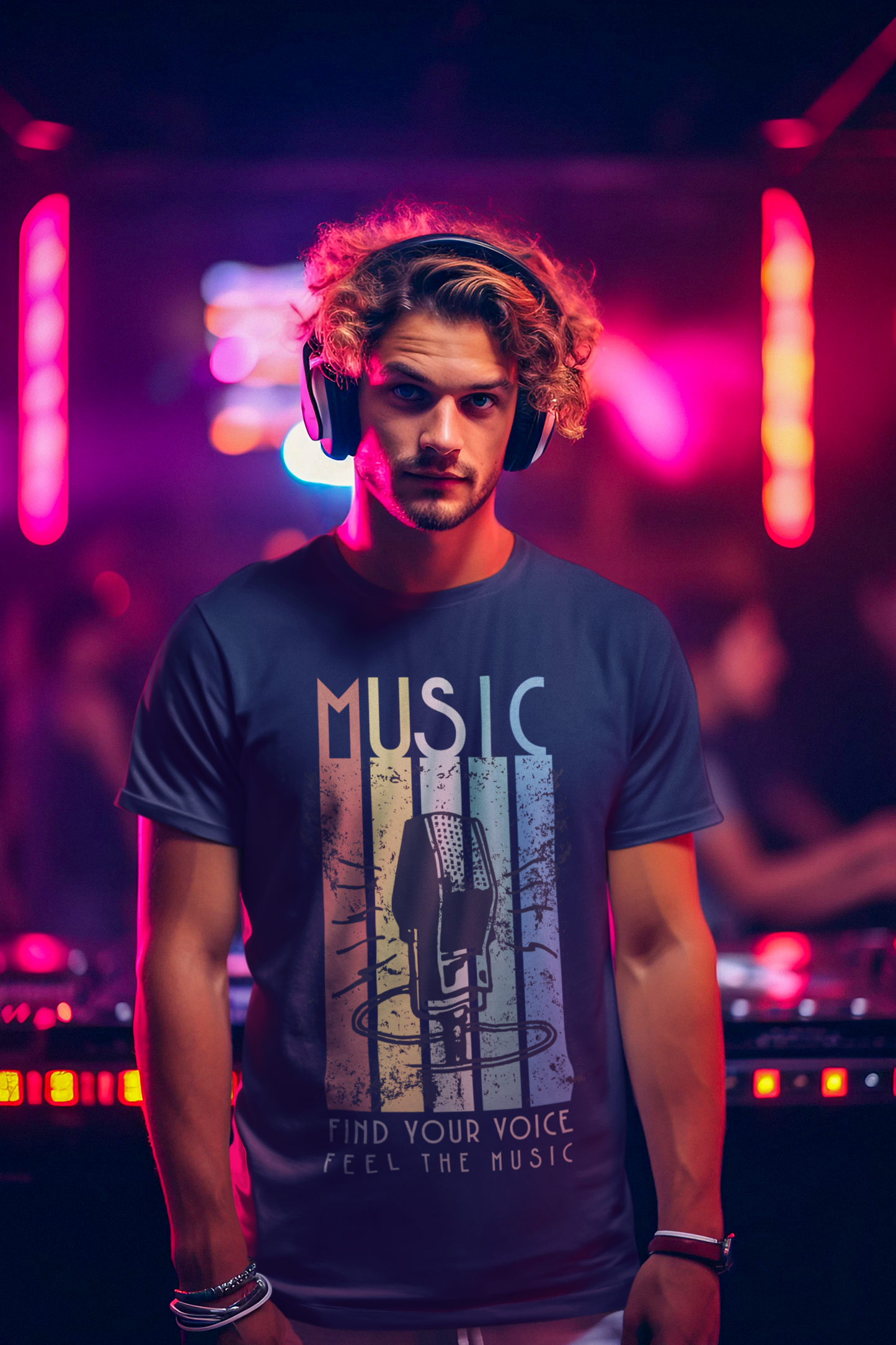 Retro Music Microphone T-Shirt for Men