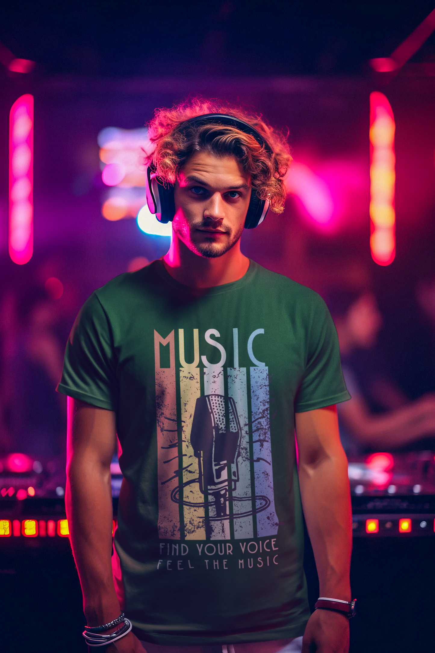 Retro Music Microphone T-Shirt for Men