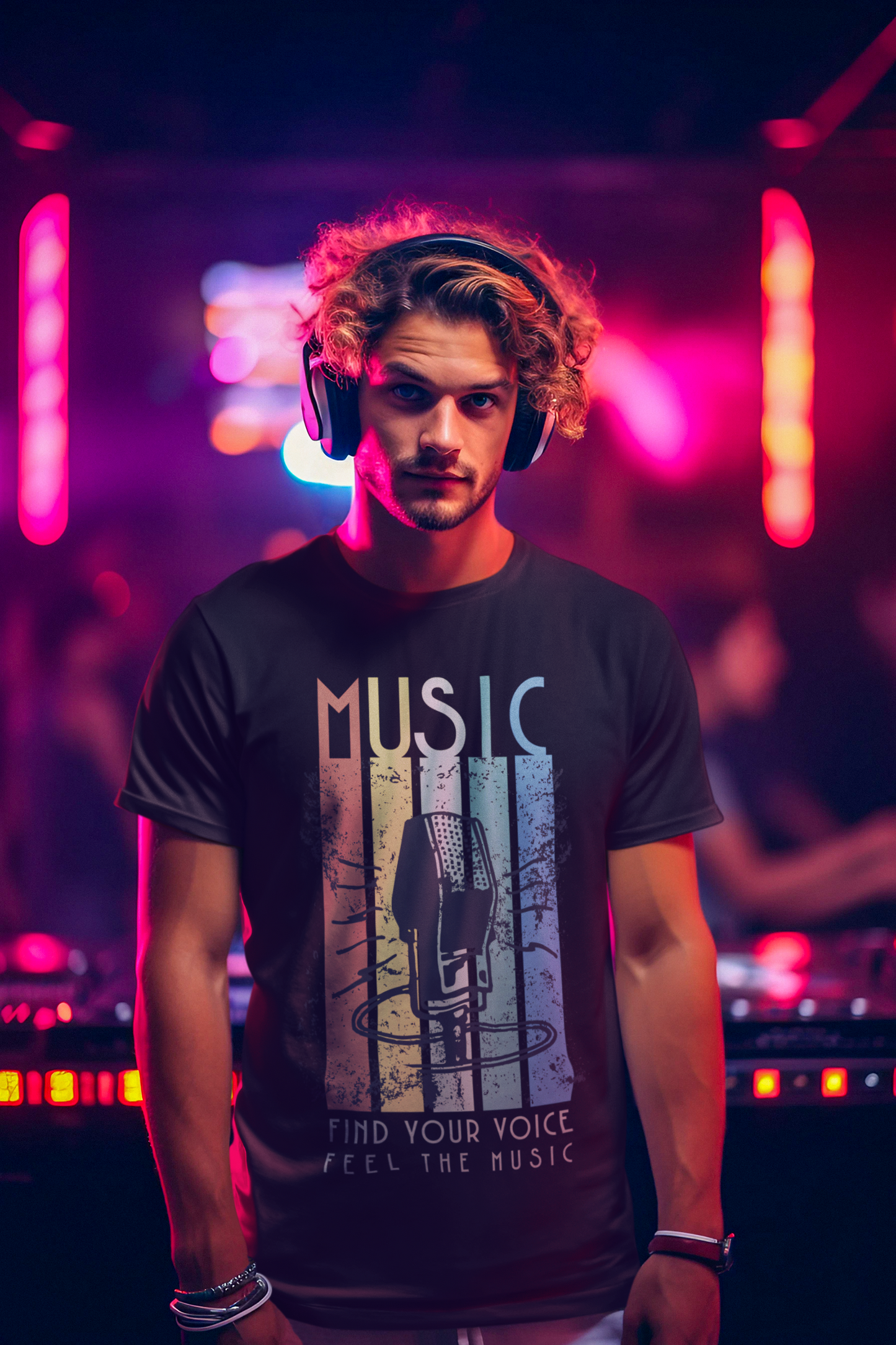 Retro Music Microphone T-Shirt for Men