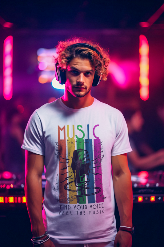 Retro Music Microphone T-Shirt for Men