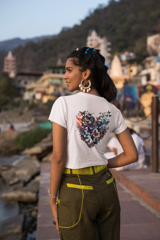 Trendy Butterfly Heart Crop Top