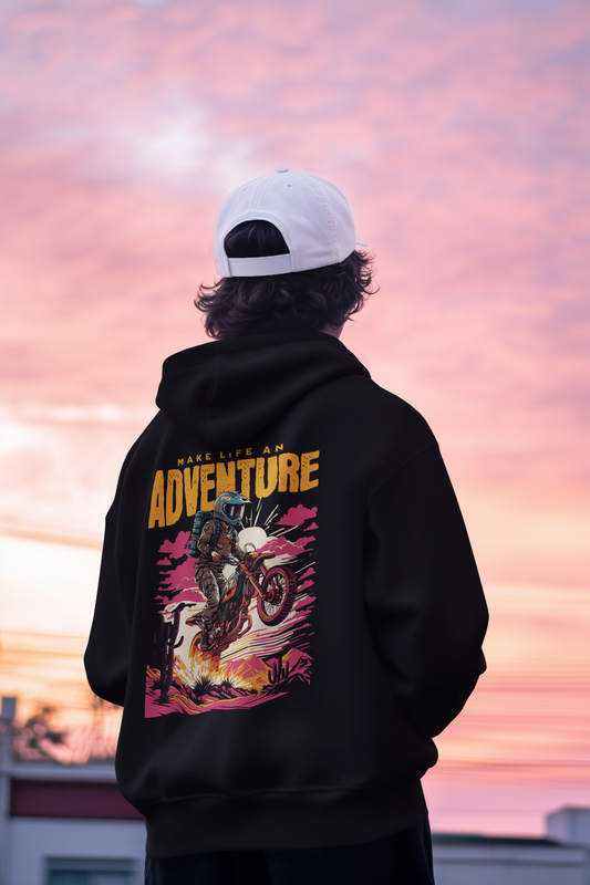Make Life an Adventure Unisex Hoodie | Travel and Biker Graphic Hoodie | Adventure Wear