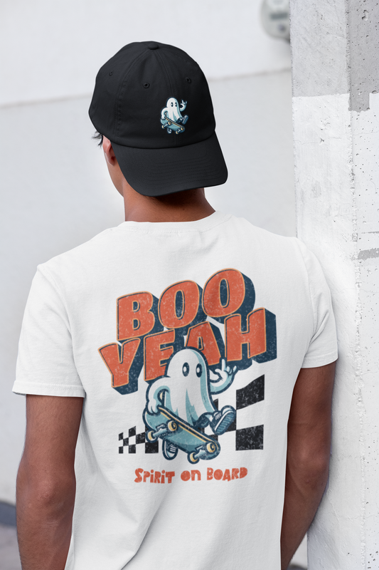 Boo Yeah Ghost Skateboard Graphic T-Shirt for Men