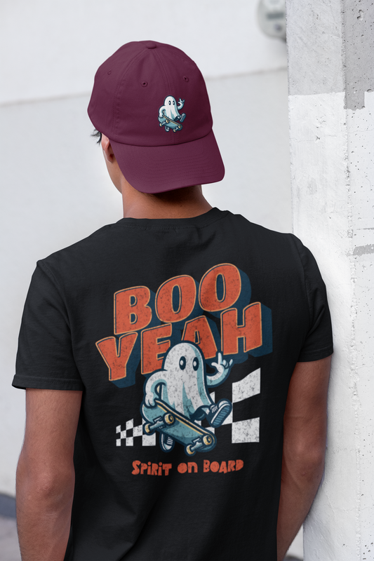 Boo Yeah Ghost Skateboard Graphic T-Shirt for Men