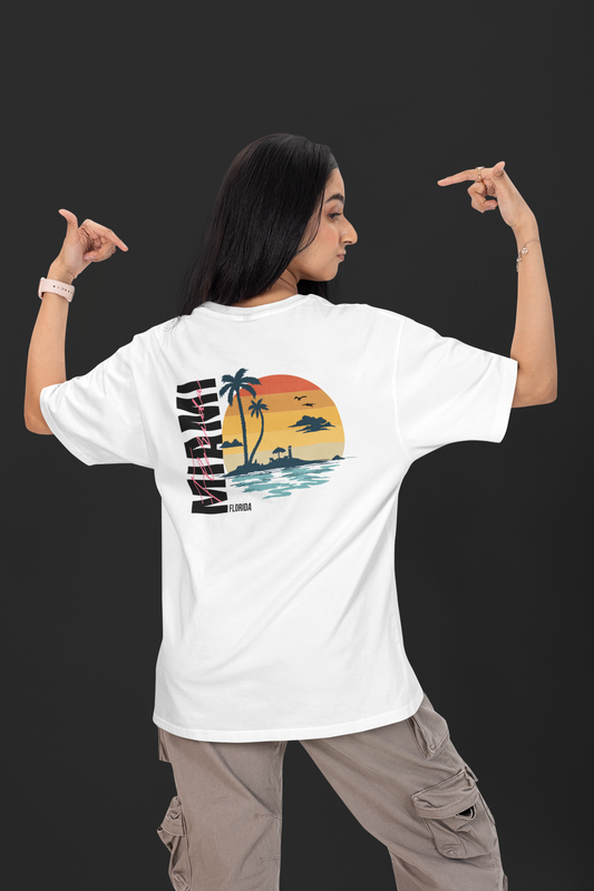 Oversized Miami Beach Unisex Graphic T-Shirt