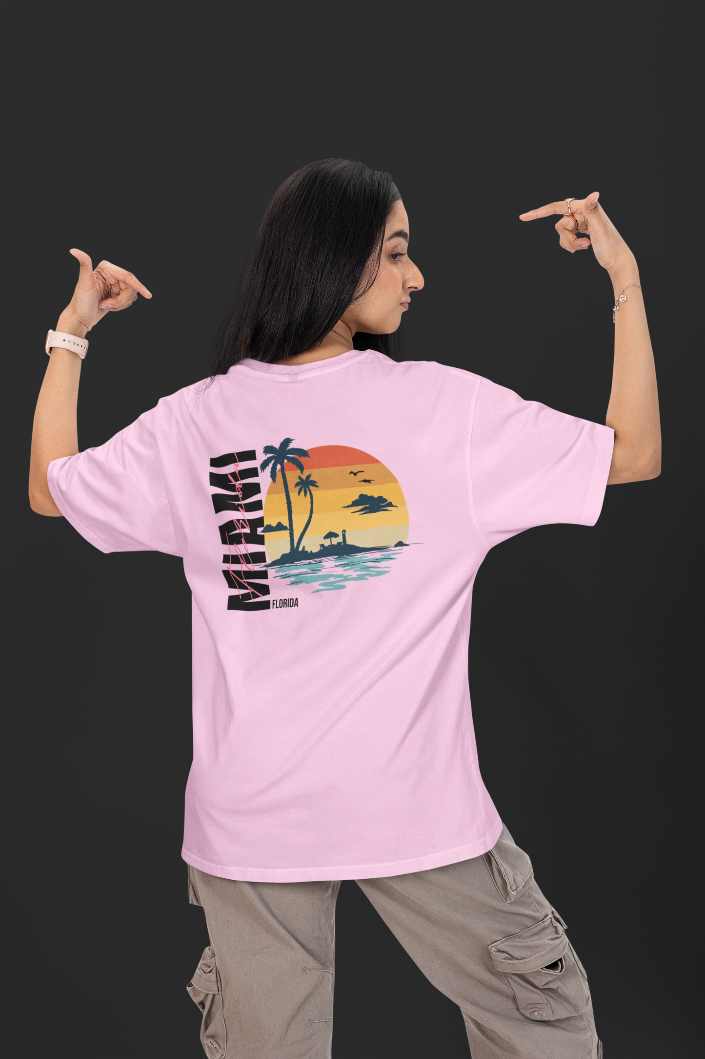 Oversized Miami Beach Unisex Graphic T-Shirt