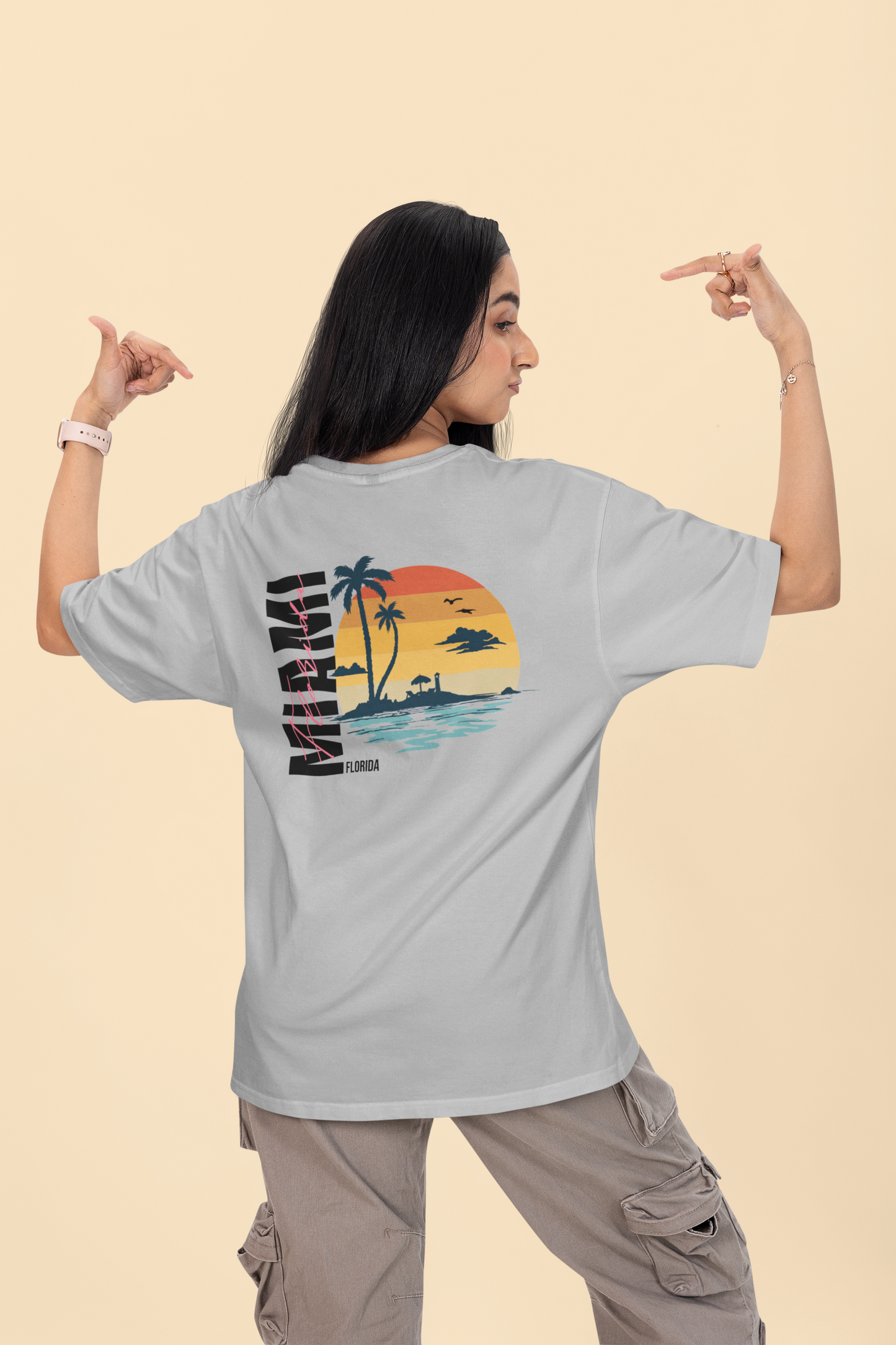 Oversized Miami Beach Unisex Graphic T-Shirt