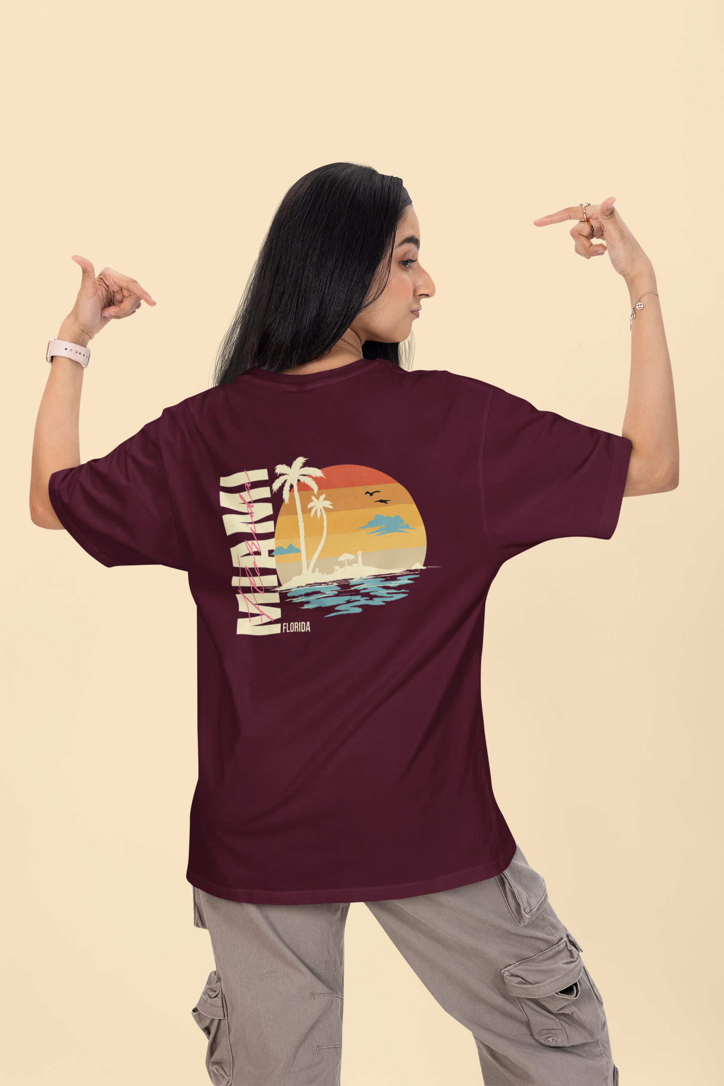 Oversized Miami Beach Unisex Graphic T-Shirt