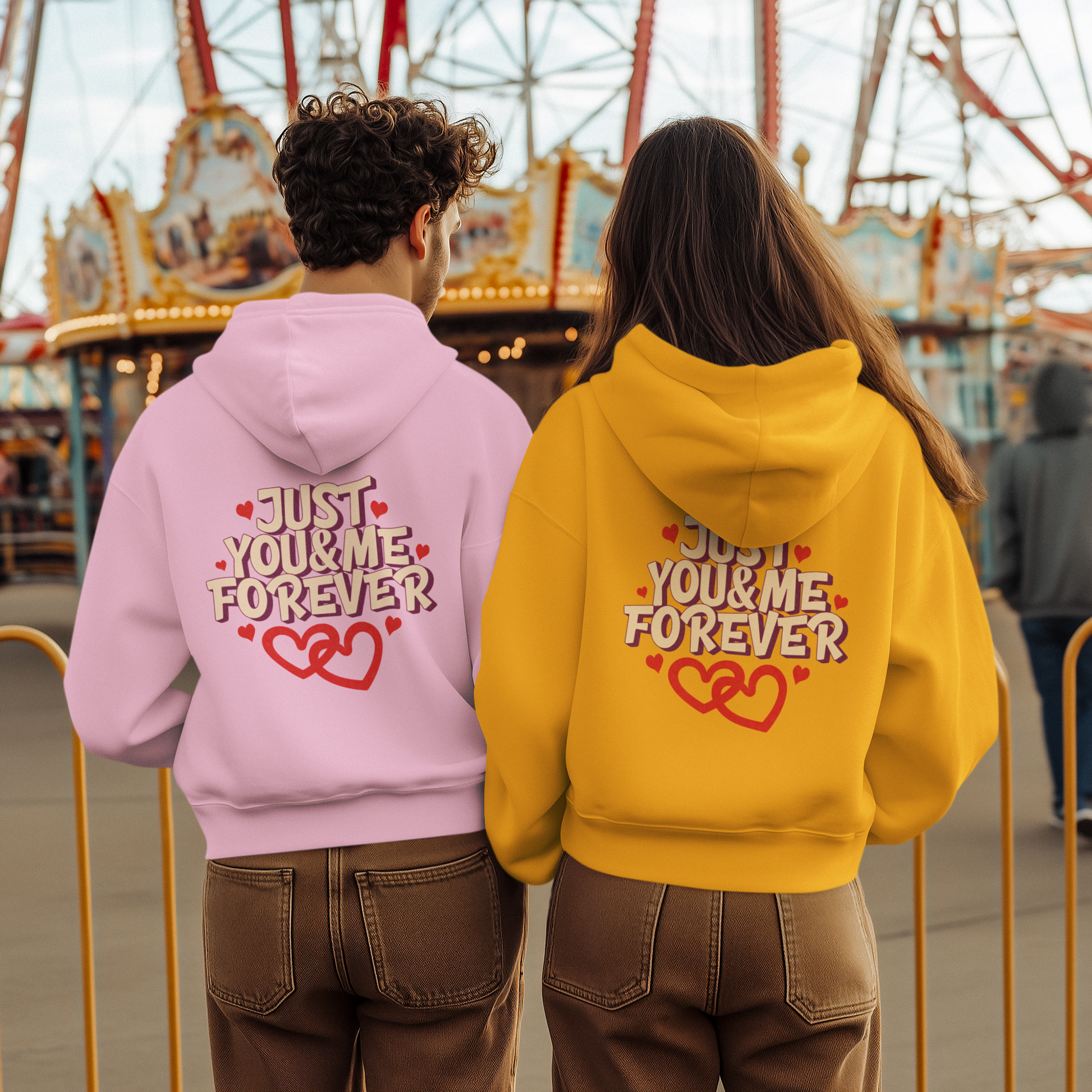 Light Baby Pink and Mustard Yellow Hoodies