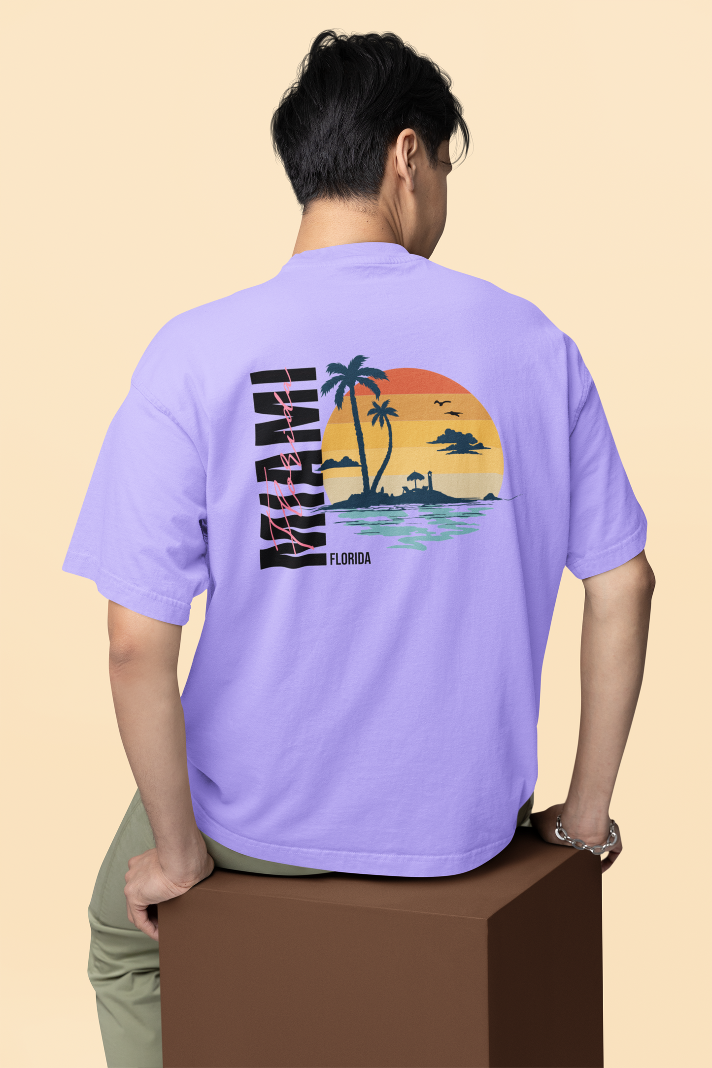 Oversized Miami Beach Unisex Graphic T-Shirt