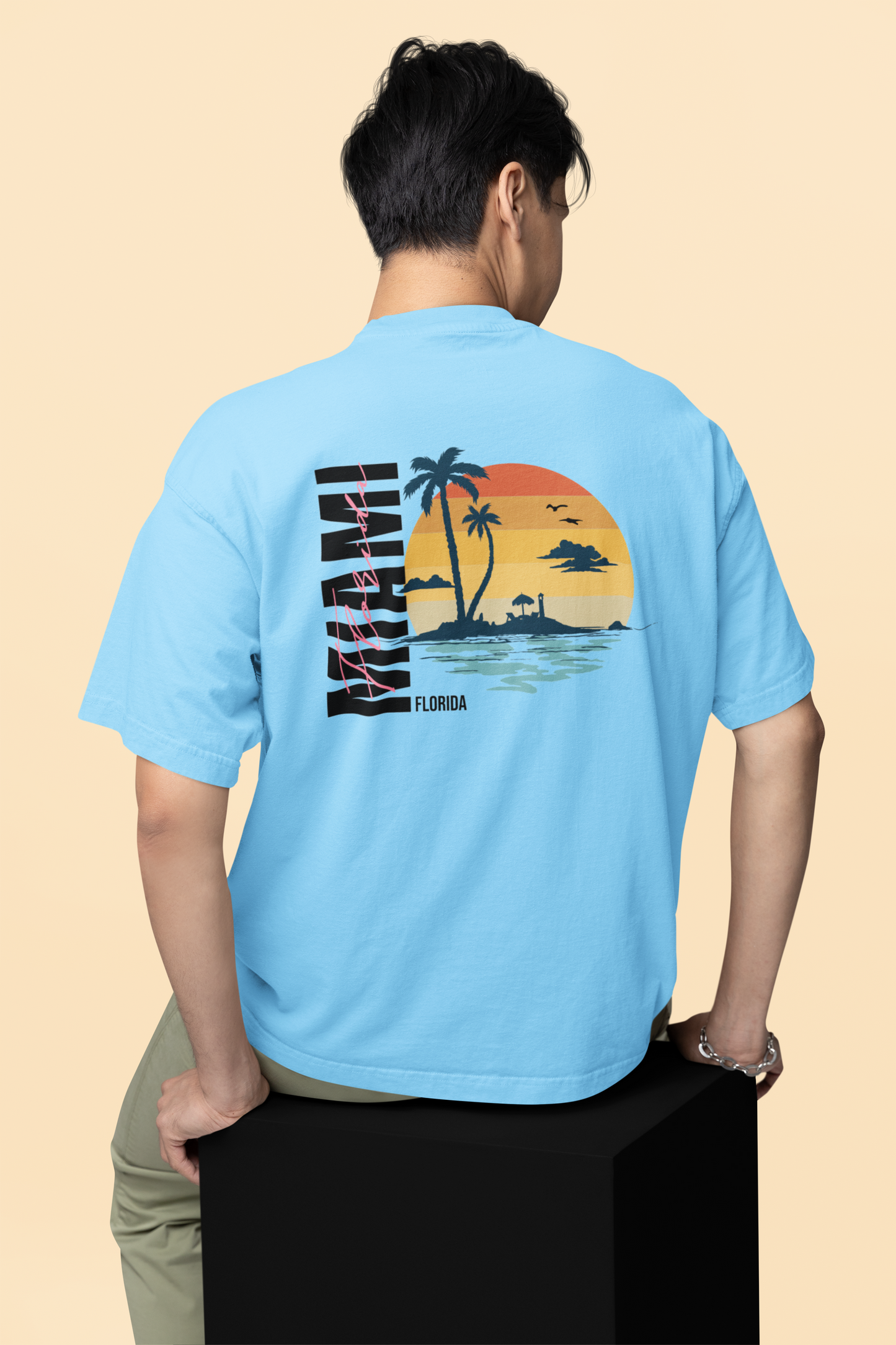 Oversized Miami Beach Unisex Graphic T-Shirt