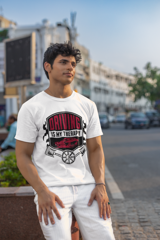 Driving Is My Therapy Car T-Shirt – Vintage Vibes for Car Lovers