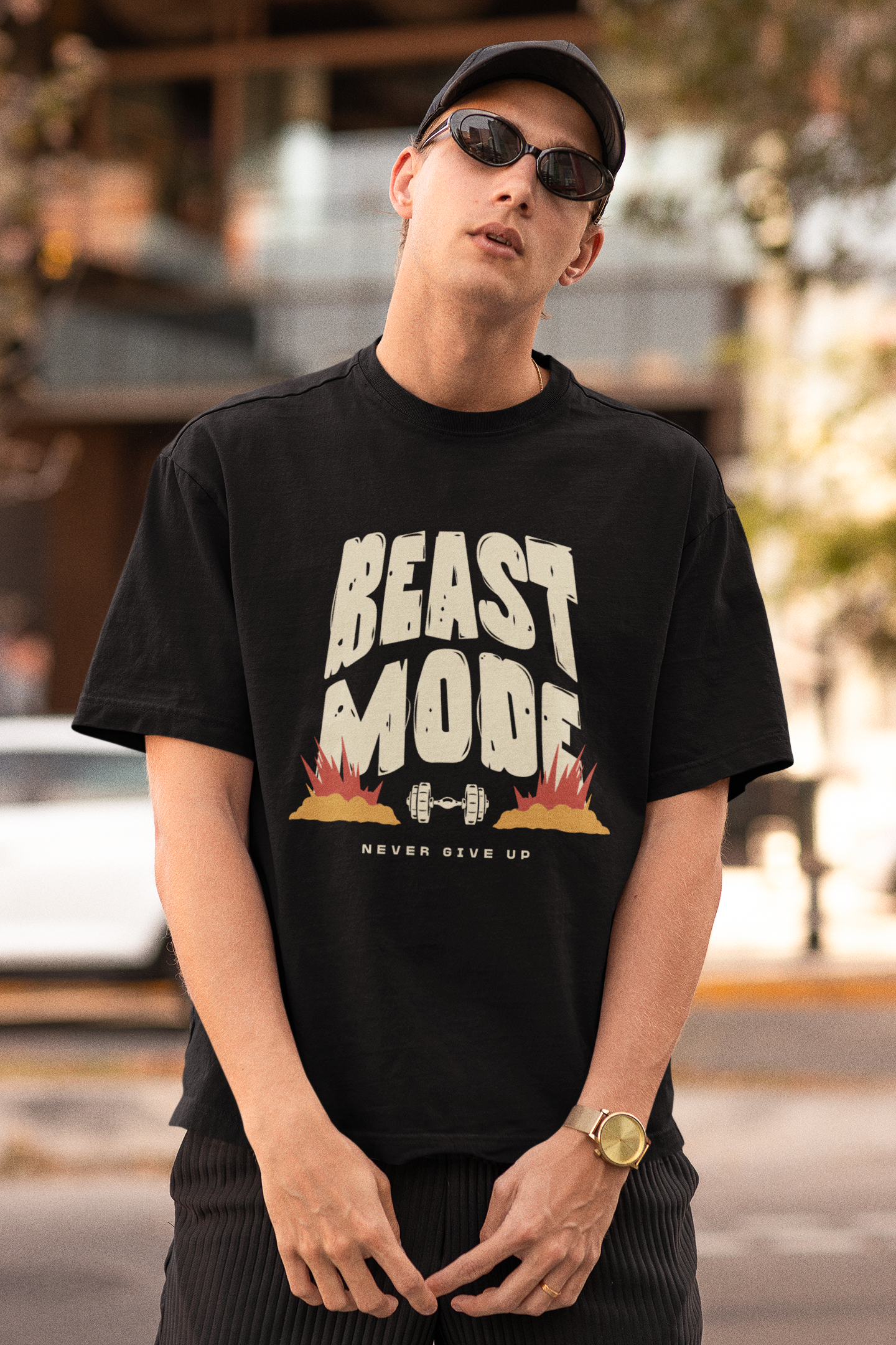 Beast Mode Oversized T-Shirt - Unisex Gym Tee, Workout Motivation, Streetwear Fitness Shirt
