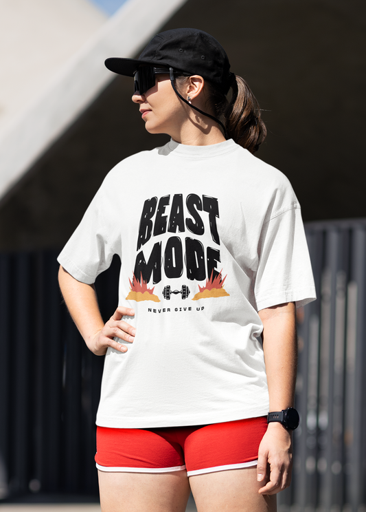 Beast Mode Oversized T-Shirt - Unisex Gym Tee, Workout Motivation, Streetwear Fitness Shirt