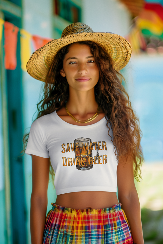 Save Water Drink Beer Crop Top