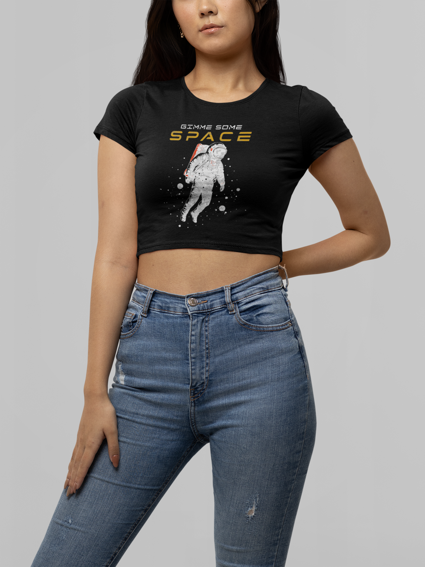 Gimme Some Space Astronaut Graphic Crop Top